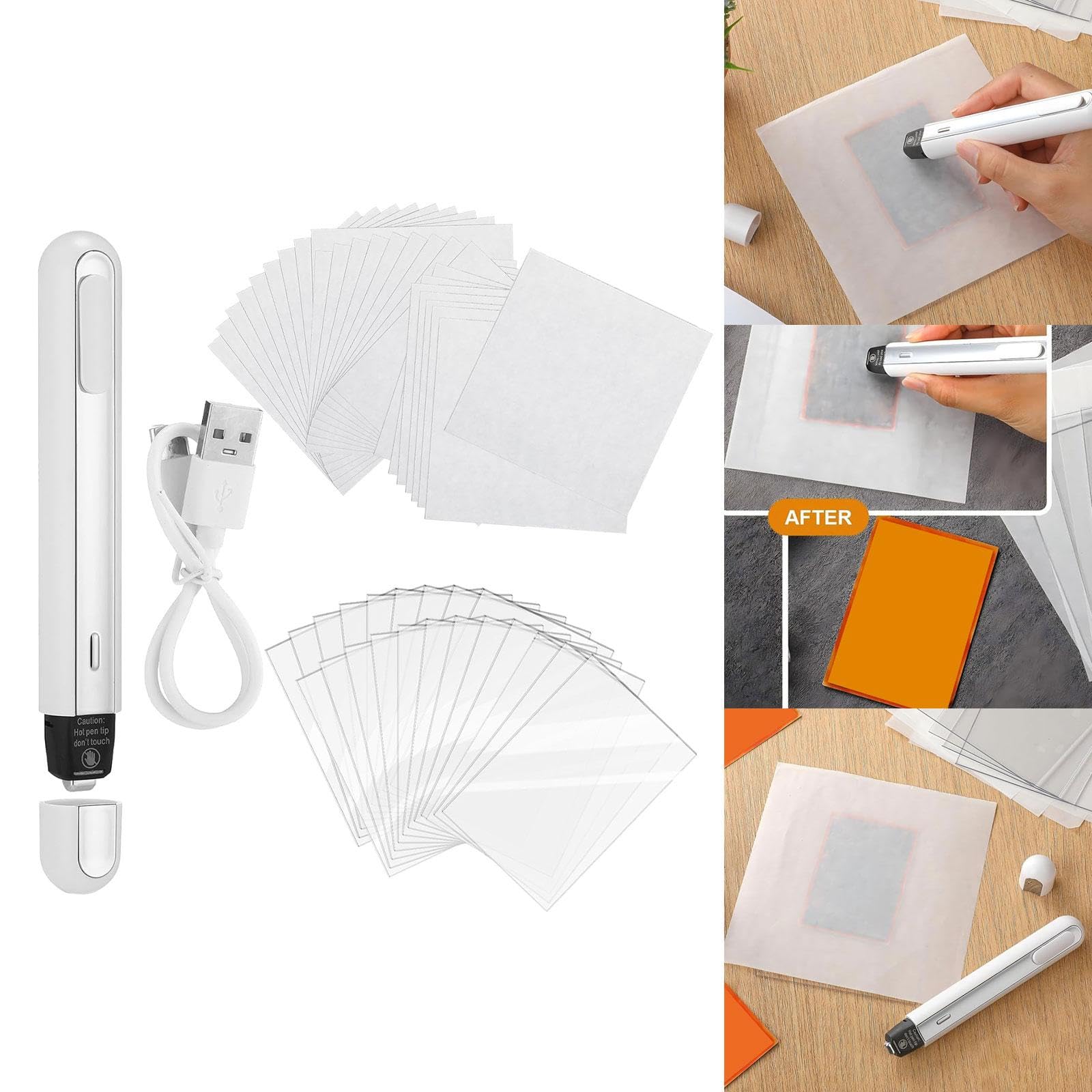 Generic 49 Pezzi Kit Appiattimento Carte Penna Termica Strumento Riparazione Accessori Pulizia Trasparenti Acrilico Adatto per Collezionisti