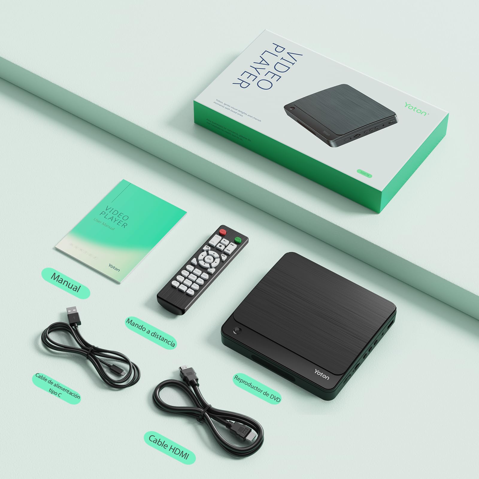 Reproductor DVD para TV, Reproductor DVD HDMI YOTON 1080P HD, Sin Restricción de Región, Función de Ultima Memoria, Reproductor CD con Puerto USB, Control Remoto, NTSC/PAL