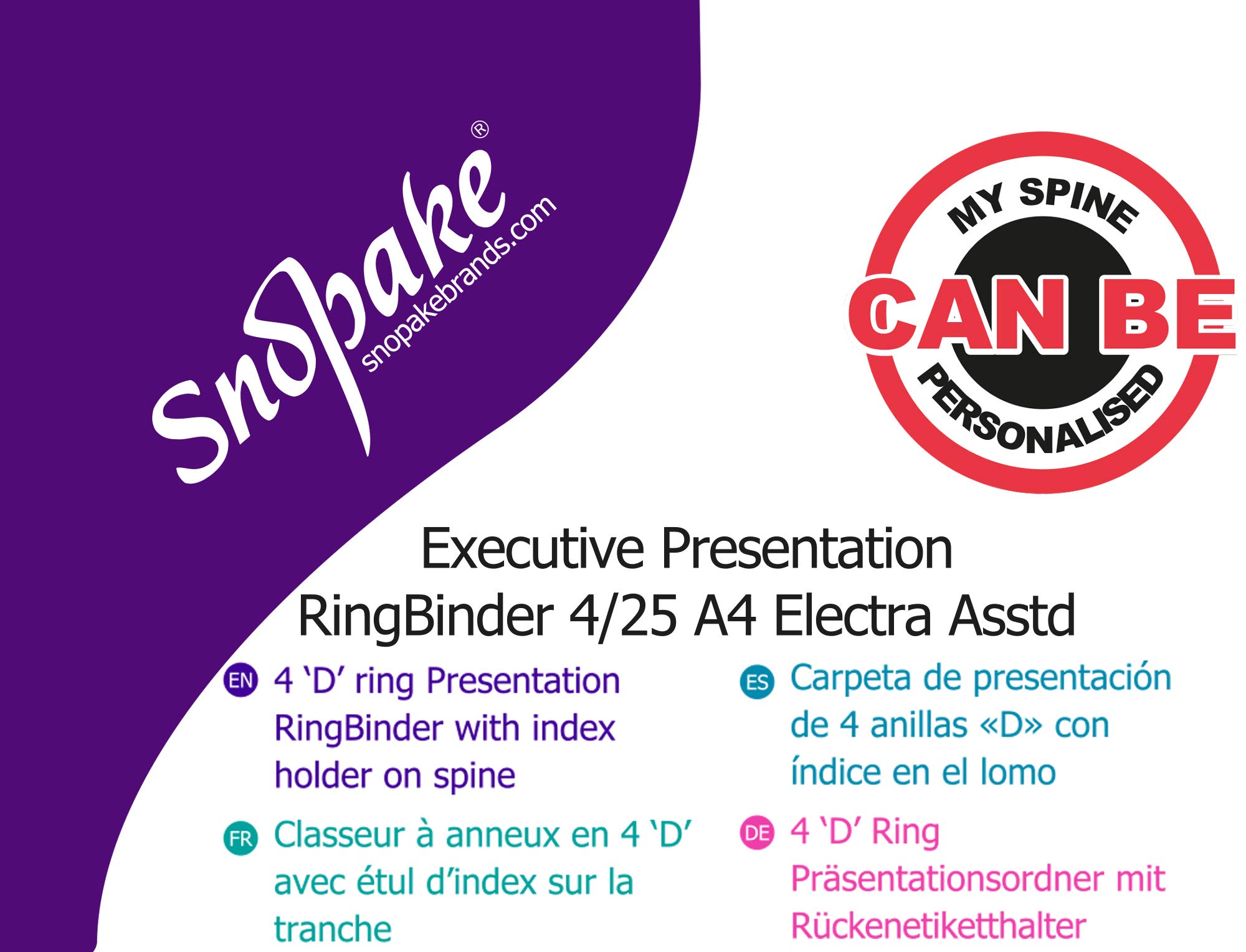 SNOPAKE 513316 Ringbuch, 10 Stück, 4D-Ring, A4, farblich sortiert mehrfarbig