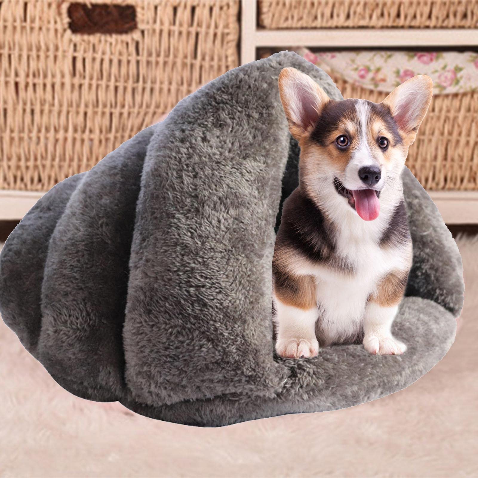 Overdekt kattenbed | schelpvormig verwarmend anti-slip nest, kalmerend nest bedekt kittengrot | voor thuis slaapzaal appartement slaapkamer woonkamer Overdekt kattenbed | schelpvormig verwarmend anti-slip nest, kalmerend nest bedekt kittengrot | voor thuis slaapzaal appartement slaapkamer woonkamer