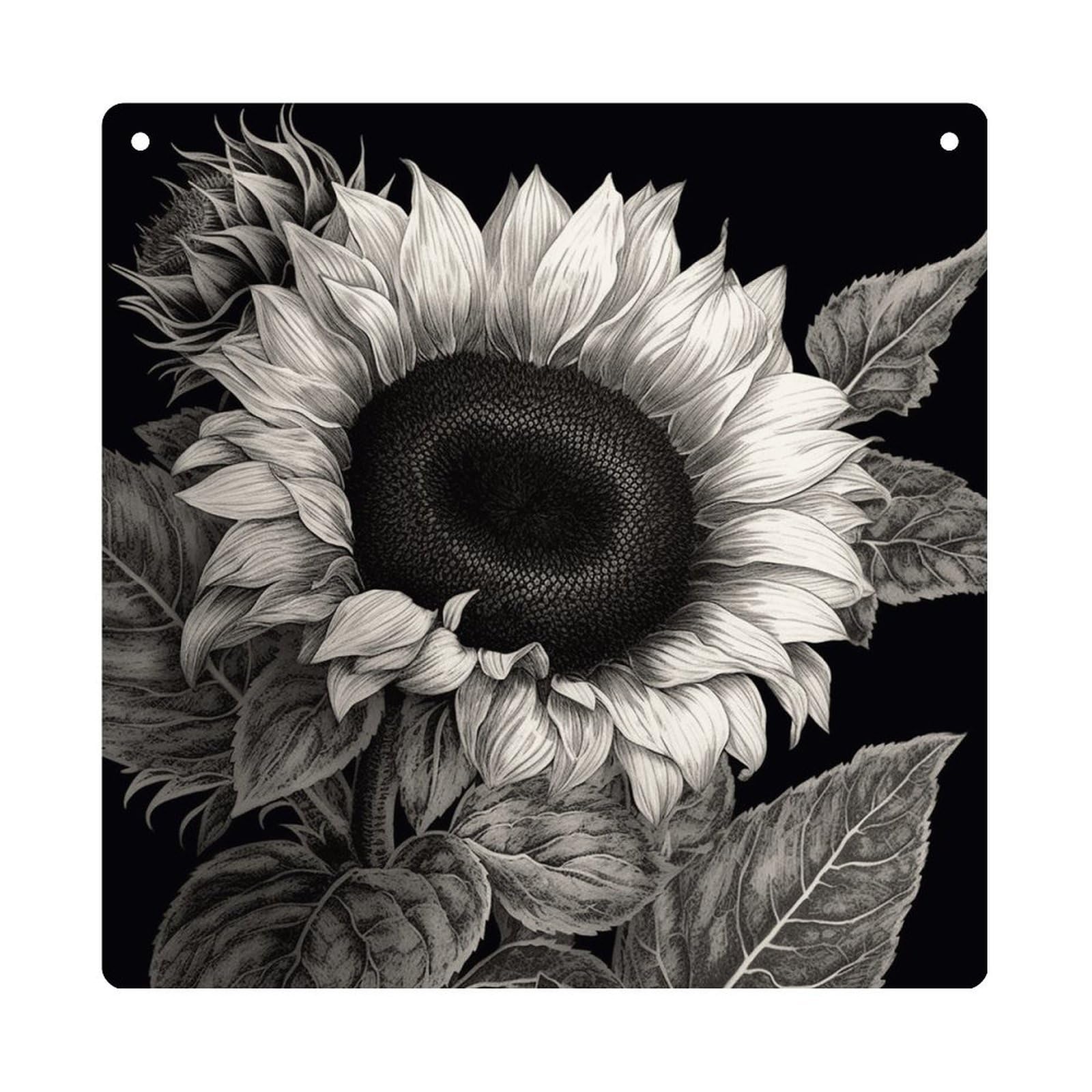 Adfgyerh Style Sunflower Black Grey Hanging Ornaments Window Hanging Modern Acrylic Decor For Living Room Bedroom Dining Room Hallway Office Wall Decor, 8X8 In