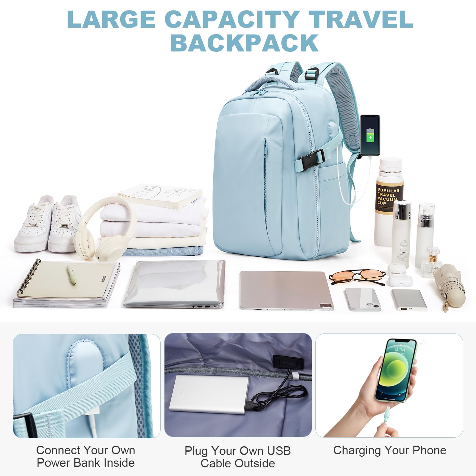 SZLX Zaino Ryanair 40x30x20 Sottovuoto con Pompa Zaino Ryanair 40x20x25 Donna Zaino da Viaggio Wizzair Bagaglio a Mano Uomo per Laptop da 14 Pollici Borse da Cabina 45x36x20 Easyjet con Porta Scarpe