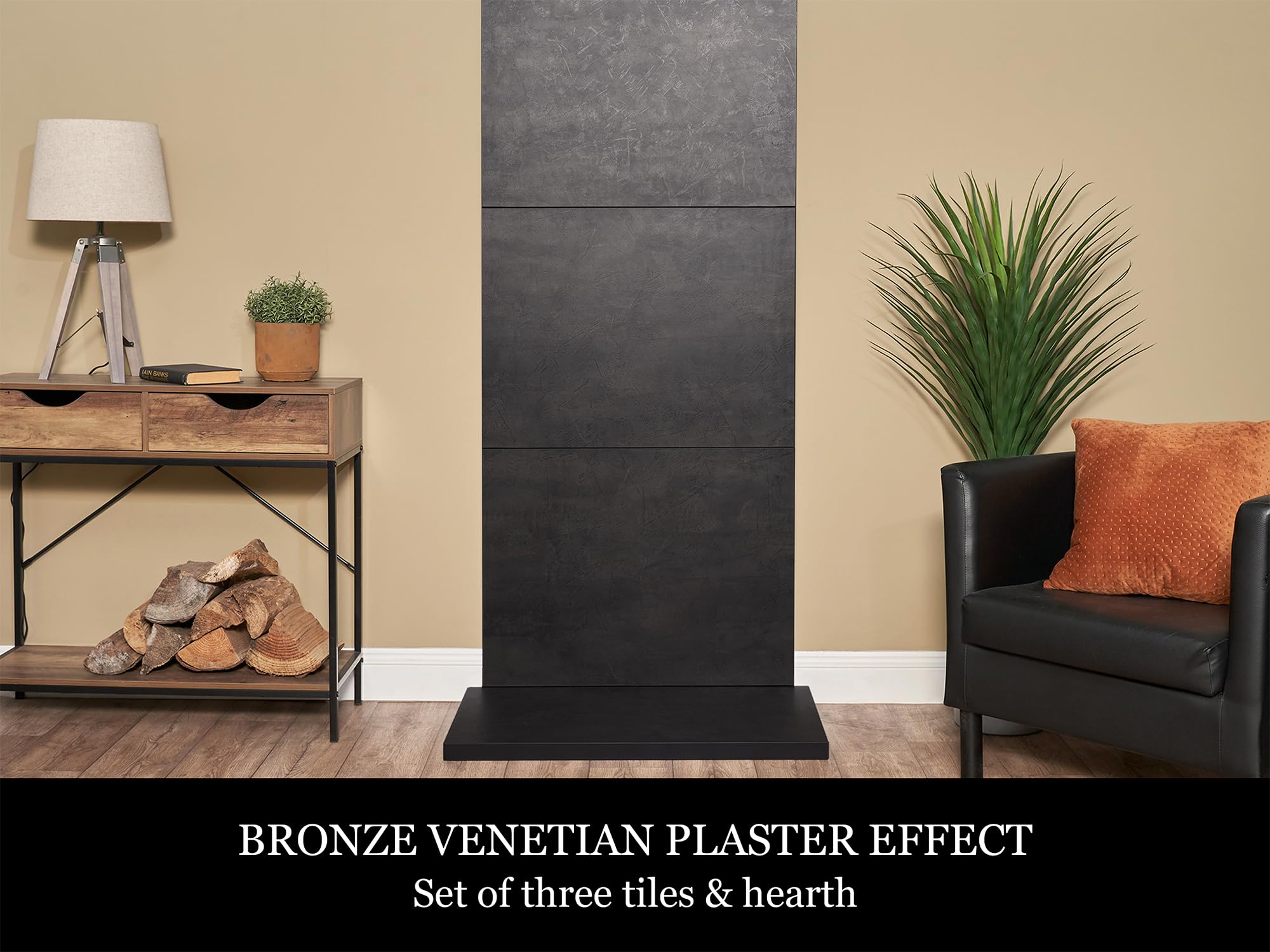 Acantha x3 Tile & Hearth Set in Bronze Venetian Plaster Effect - Image 3