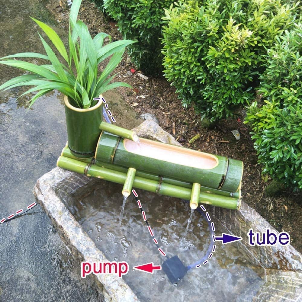 Fuente de bambú Fuente de agua Jardín Fuente hecha a mano Bomba Esculturas Estatuas Artes Artesanía Decoración de jardín Cascada Jardín japonés al aire libre Característica para estanque Pecera Pati