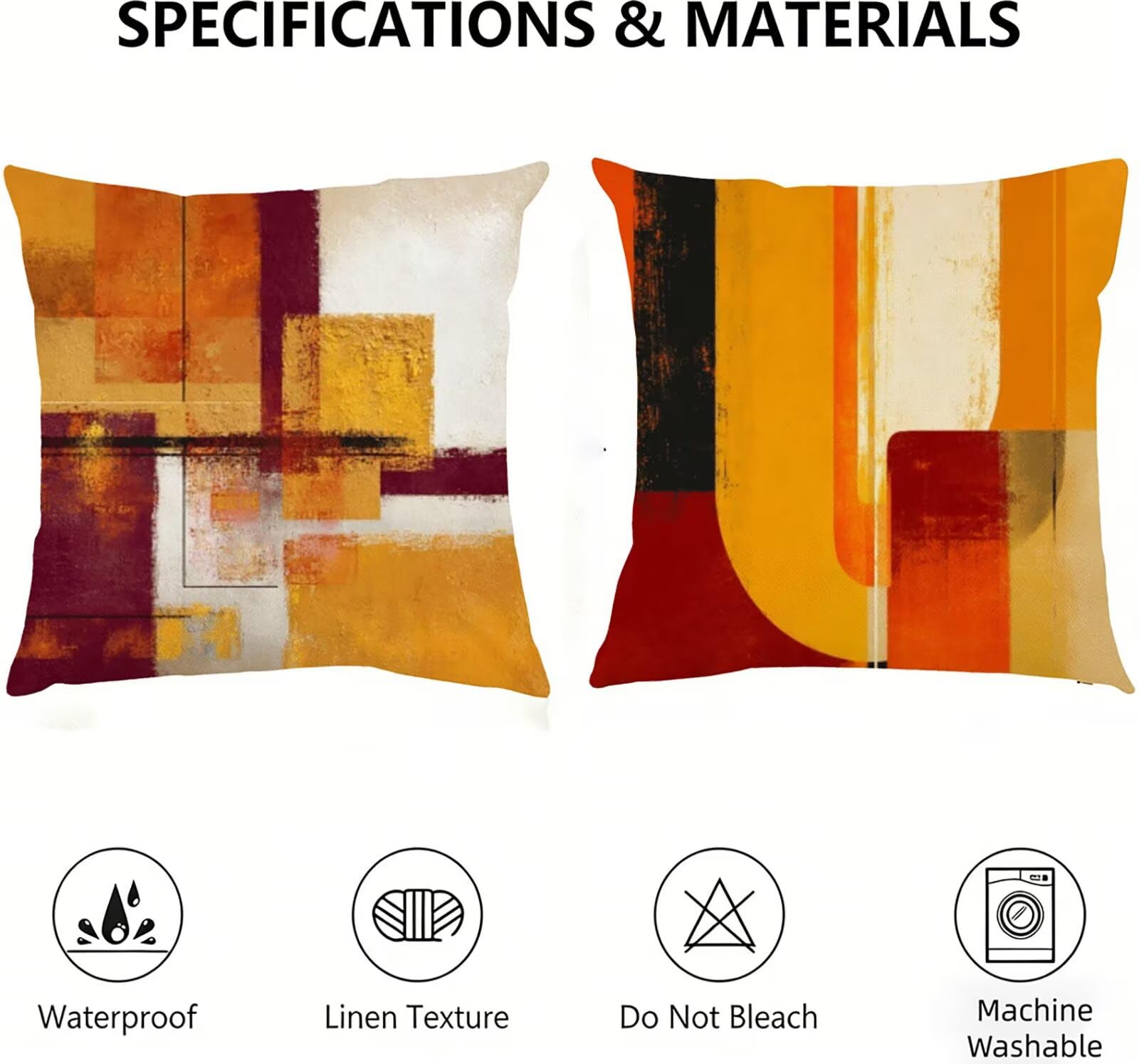 Housse de Coussin Canapé Couleur Orange 75x75cm Exterieur Impermeable RéTro Taie D'oreiller Décoratif Aesthetic Housse Coussin Decoration pour Chambre Sofa Jardin Balcon Terrasse Lot de 2. P-5027
