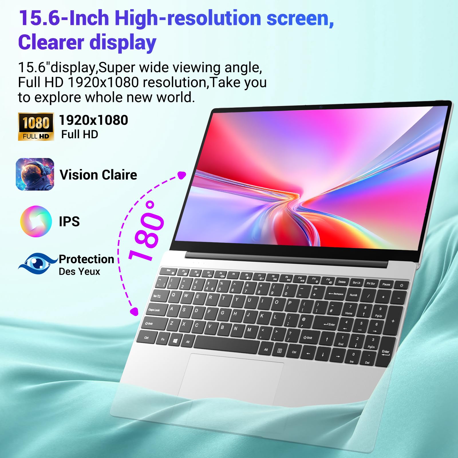 PC Portatile 15.6 Pollici,N95(Fino 3,4 GHz) 16GB DDR4 512GB SSD TF 1TB,Win11 Notebook,1920 * 1080 FHD,Tastiera retroilluminata/5G WiFi/USB-C 3.0/HDMI/Tastiera Italiana Membrana,Grigio