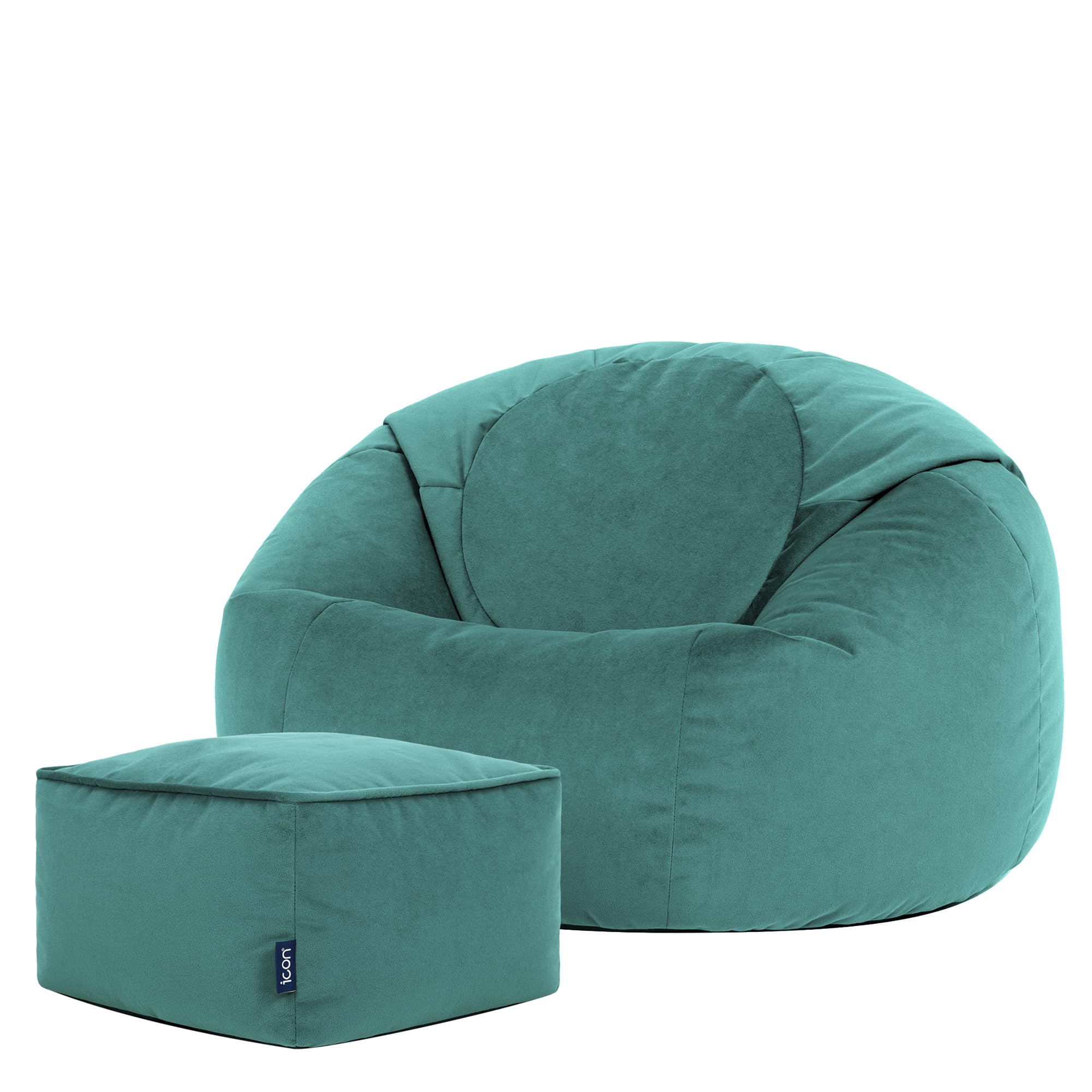 icon Kingston Velvet Bean Bag & Footstool with Filling Included, Teal
