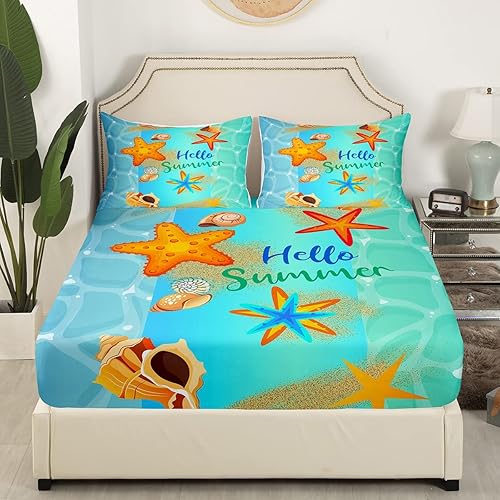 Miniatura 8 de Erosebridal Sábanas de sirena Kawaii para niñas, sábana bajera ajustable de princesa kawaii, tamaño individual, diseño de medusa de estrellas de