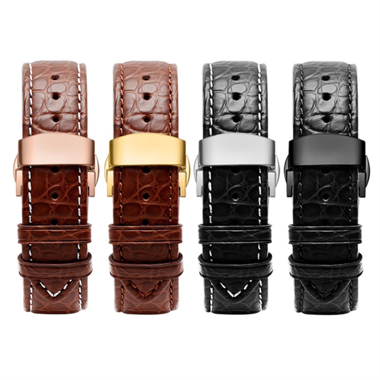 XMKT Fascia in pelle coccodrillo a doppio lato per qualsiasi cinghie di orologio da polso di marca 18mm 19mm 20mm 21mm 22mm per uomo bracciale
