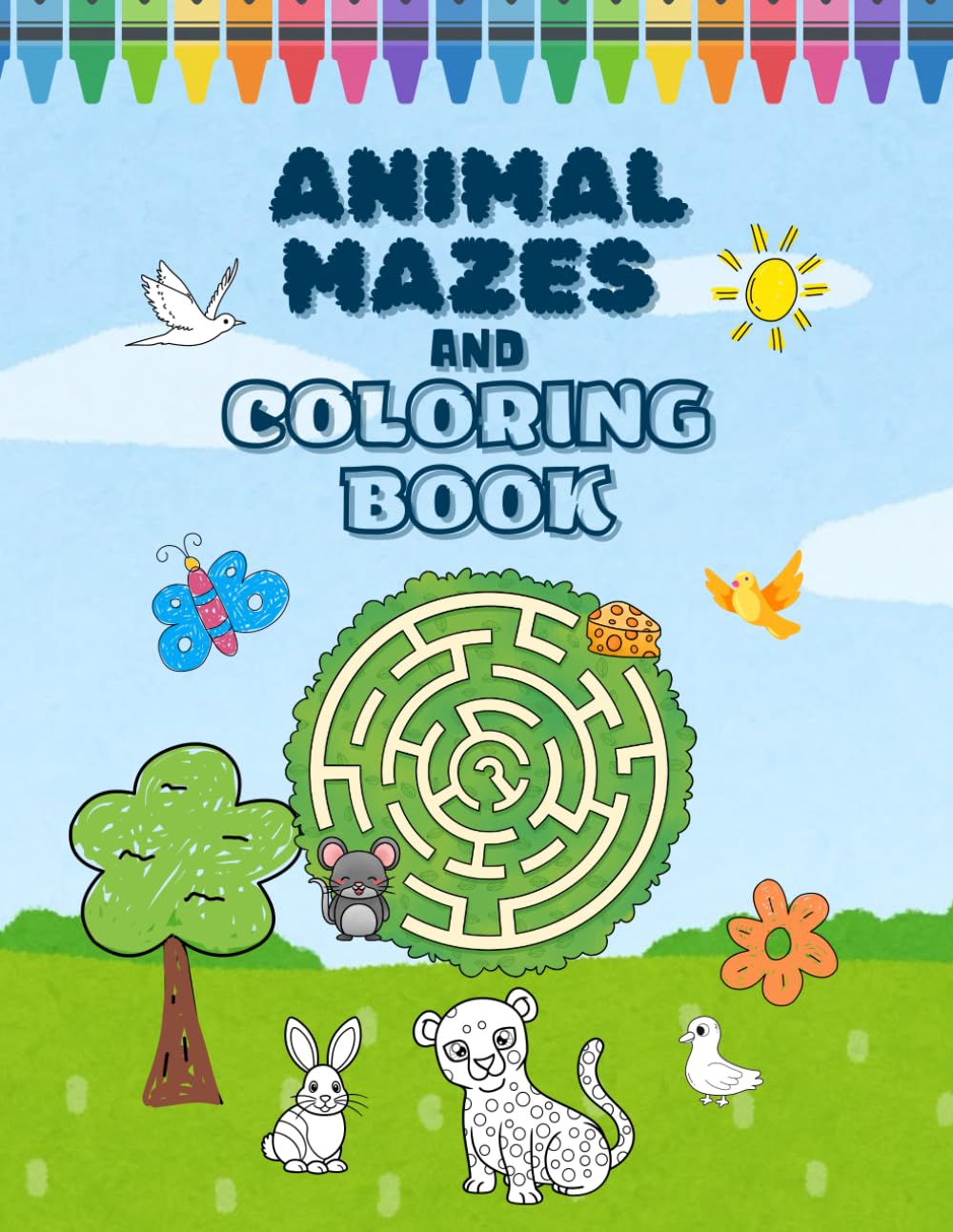 Animal Mazes and Coloring Book: Help the animals find their way, then color them all!