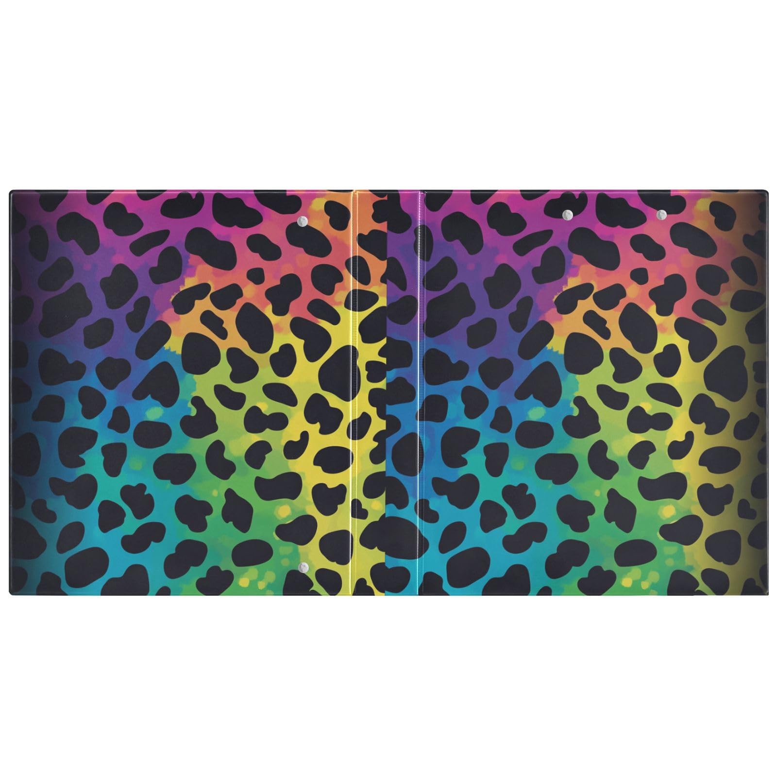 Raccoglitori da un pollice e mezzo alla moda con stampa leopardata arcobaleno