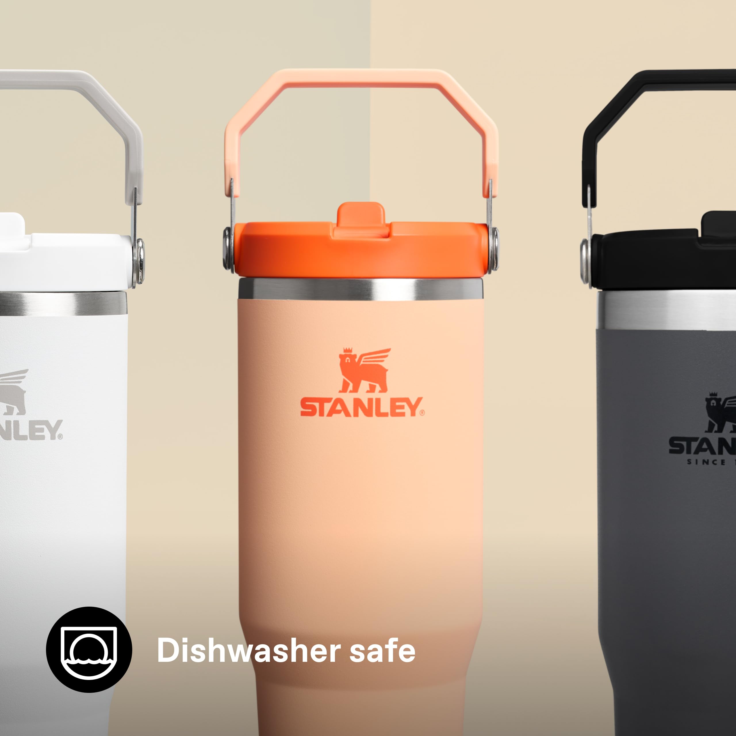 Stanley 1913 Flip Straw Tumbler 1.0 Borraccia Con Cannuccia 0.89L - Fredda Per 12 Ore - Borraccia Termica Senza BPA - Bottiglia Acqua Facile Da Trasportare - Lavabile In Lavastoviglie - Orange Sherbet