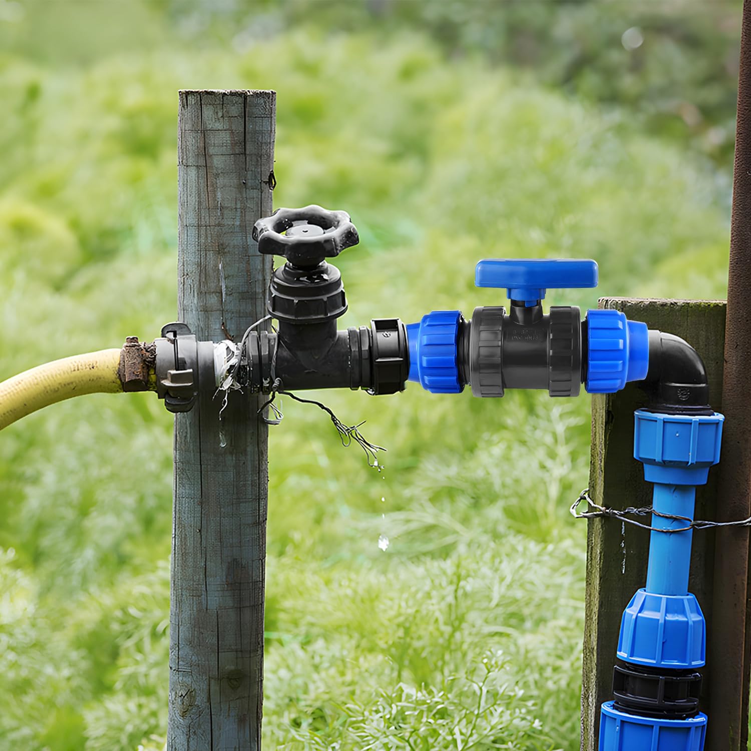 ELNLE - Raccord de serrage en polypropylène - 32 mm - Robinet à boisseau sphérique en PVC - Pour tuyau en polyéthylène - Raccord rapide pour eau potable - Vanne