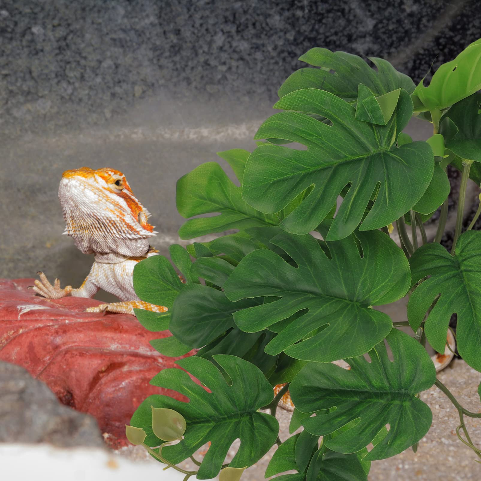 POPETPOP Home Decor Reptile Tank Green Plants Terrarium Plant Ornament Artificial Reptile Plants Reptile Box Hanging Vine for Reptiles and Amphibians Tank Decorations Artificial Plants