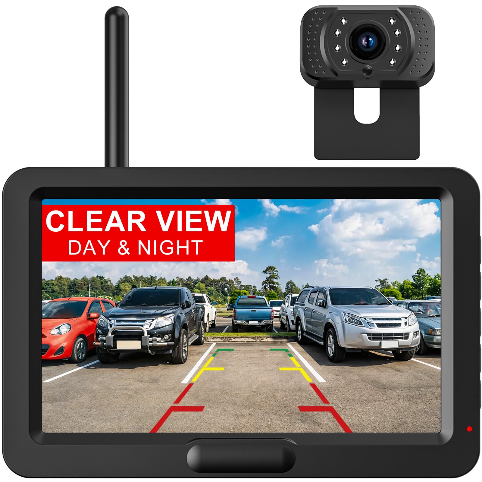 Cámara de visión trasera inalámbrica, 2,4 GHz, kit de cámara trasera HD, cámara de visión nocturna, IP68 K, impermeable, multipantalla para camión, coche, RV/SUV/remolque