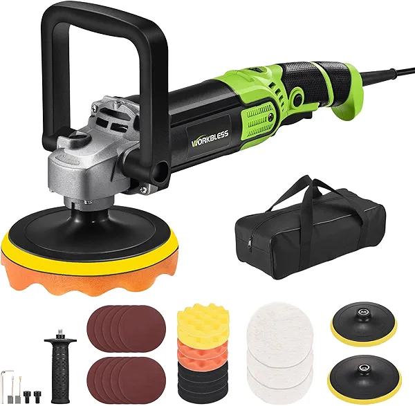 WorkBless Buffer Polisher, 1600W 6"/7" Rotary Car Polisher with 7-Speed(1600-3500 RPM), Car Buffers and Polishers Kit for Cars, Boats, Floors, Furniture