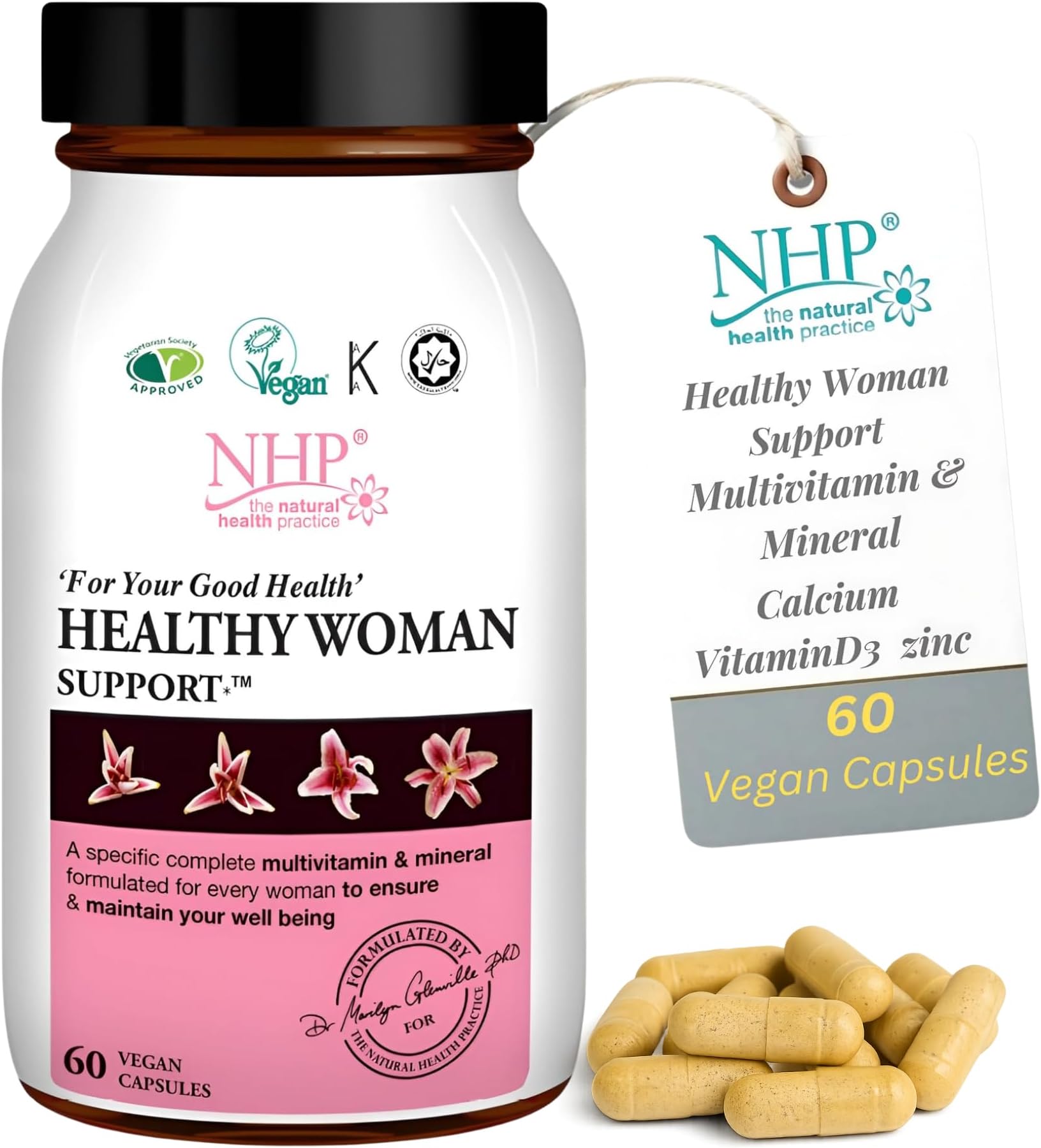 – NHP Advanced Healthy Woman Support – Complete Multivitamin & Mineral Formula for Women’s Health, Energy, Vitality & Immunity – 30+ Active Nutrients for Wellness & Hormonal Balance – 60 Vegan Capsules