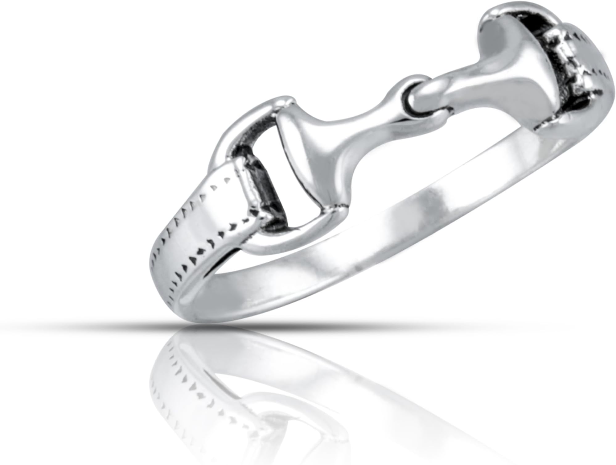 WithLoveSilver Sterling Silver 925 Double Horse bit Equestrian Ring