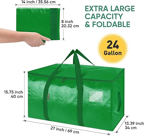 Miniatura 2 de BALEINE - Paquete de 4 bolsas de mudanza extragrandes, con asas reforzadas, bolsa de almacenamiento resistente para ropa, suministros de mudanza,