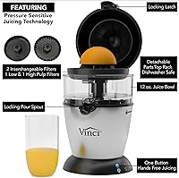 Vista 5 de Vinci Exprimidor Eléctrico de Cítricos Manos Libres, Máquina Exprimidora de 1 Botón, Exprimidor de Naranja Lima Pomelo Limón, Exprimidor de Naranja