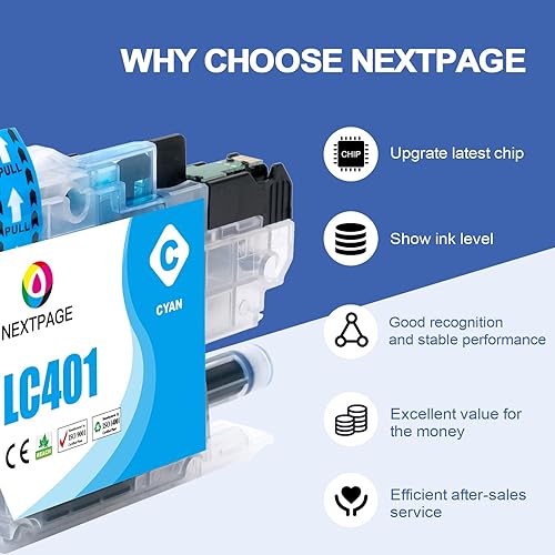 Miniatura 3 de LC401 LC401BK negro para Brother LC401 LC401XL Cartucho de tinta negra funciona con impresoras Brother MFC-J1010DW, MFC-J1012DW y MFC-J1170DW