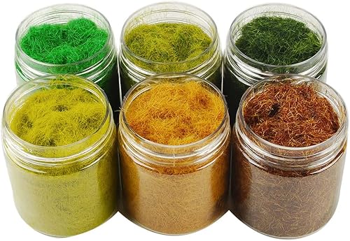 NWFashion 6 X 4.2 fl oz 5MM Hierba estática Aderezo Árbol Flor dispersión Flock Paisaje Materiales Árboles en miniatura para jardín de hadas