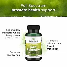 Swanson Saw Palmetto - Herbal Supplement Promoting Male Prostate Health Support - Natural Hair Supplement & Urinary Health Support - 540 mg 100 Capsules (2 Pack)