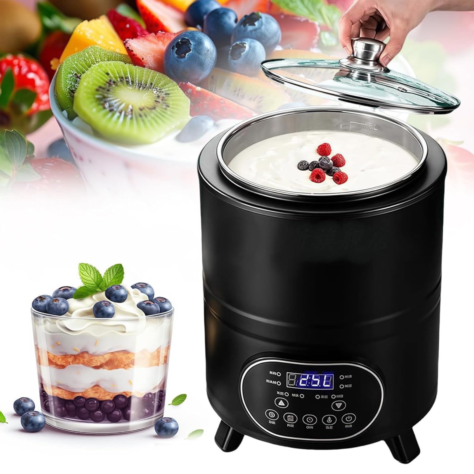 Máquina de Fermentación 8L/12L, Yogurtera Multifunción Black-12L