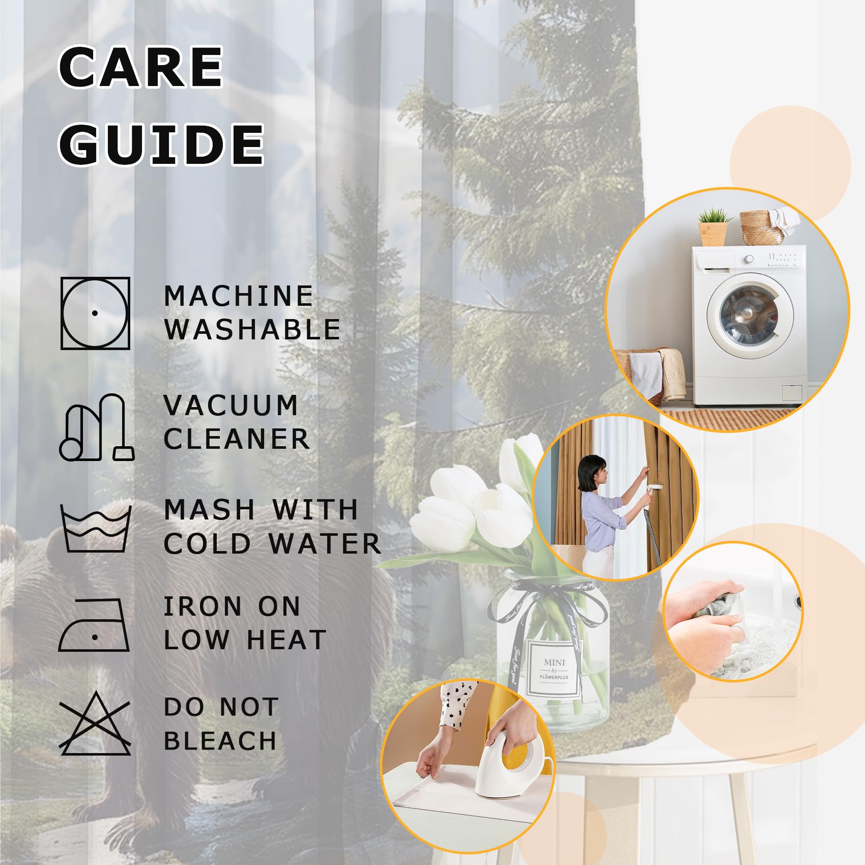 Generisch Vorhänge Bär - Tierwelt Berge Landschaft Fenster Gardinen mit Ösen, Vorhang Blickdicht Verdunklungsvorhänge Thermovorhang für Wohnzimmer Schlafzimmer Deko 2er Set, H 220 x B 140 cm C#-118