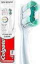 Colgate Total Active Prevention Foaming Clean Medium Toothbrushes, Medium Bristle Toothbrush Pack for Plaque Removal, Helps Reach Deeper Along The Gumline and Between Teeth, White, 2 Pack