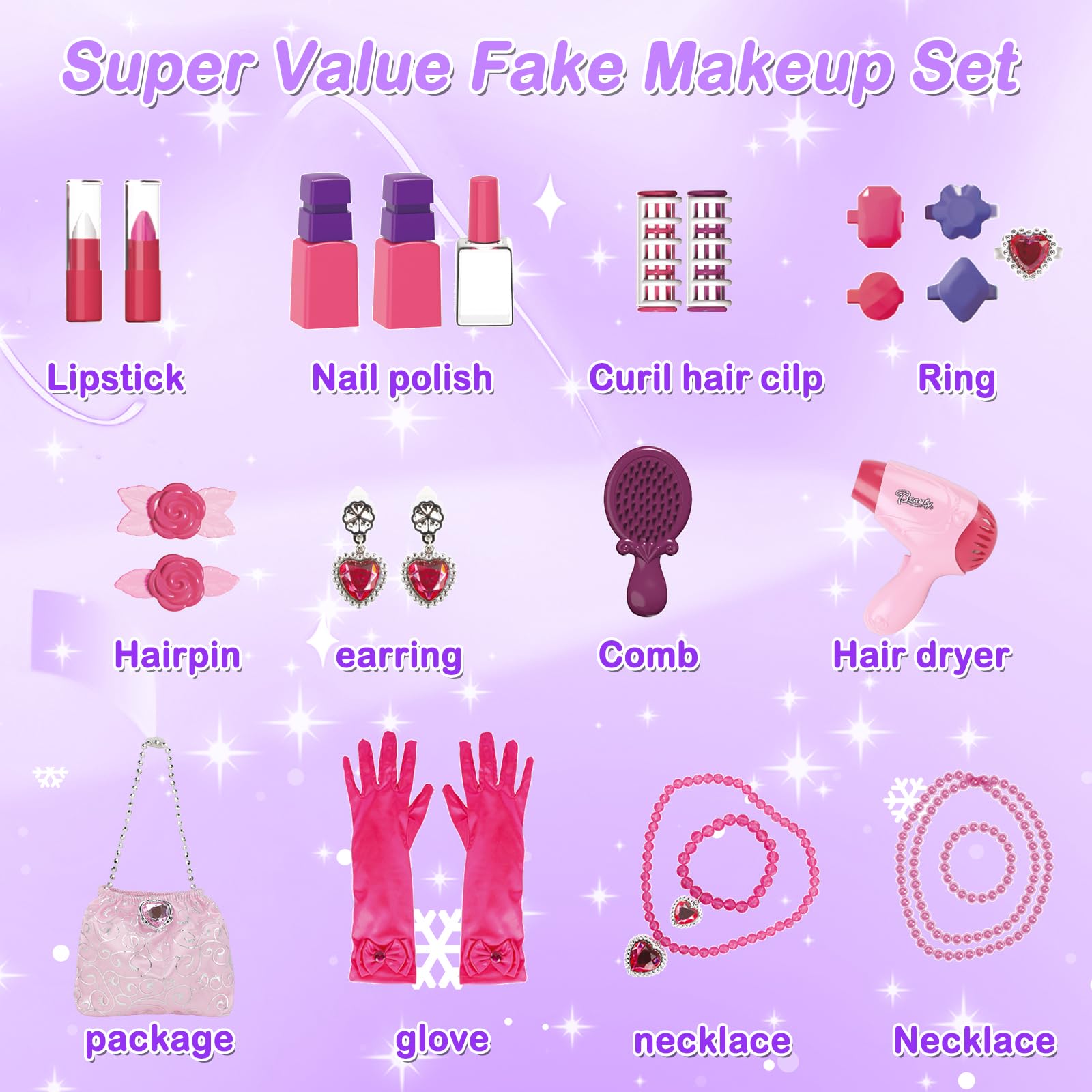 deAO Set Parrucchiera Bambina con Sgabello, Specchiera Trucco Bambina con Musica, Luce Salon Bambini Trucco Set per Ragazze Giochi Bambini da 3 Anni (Rosa)