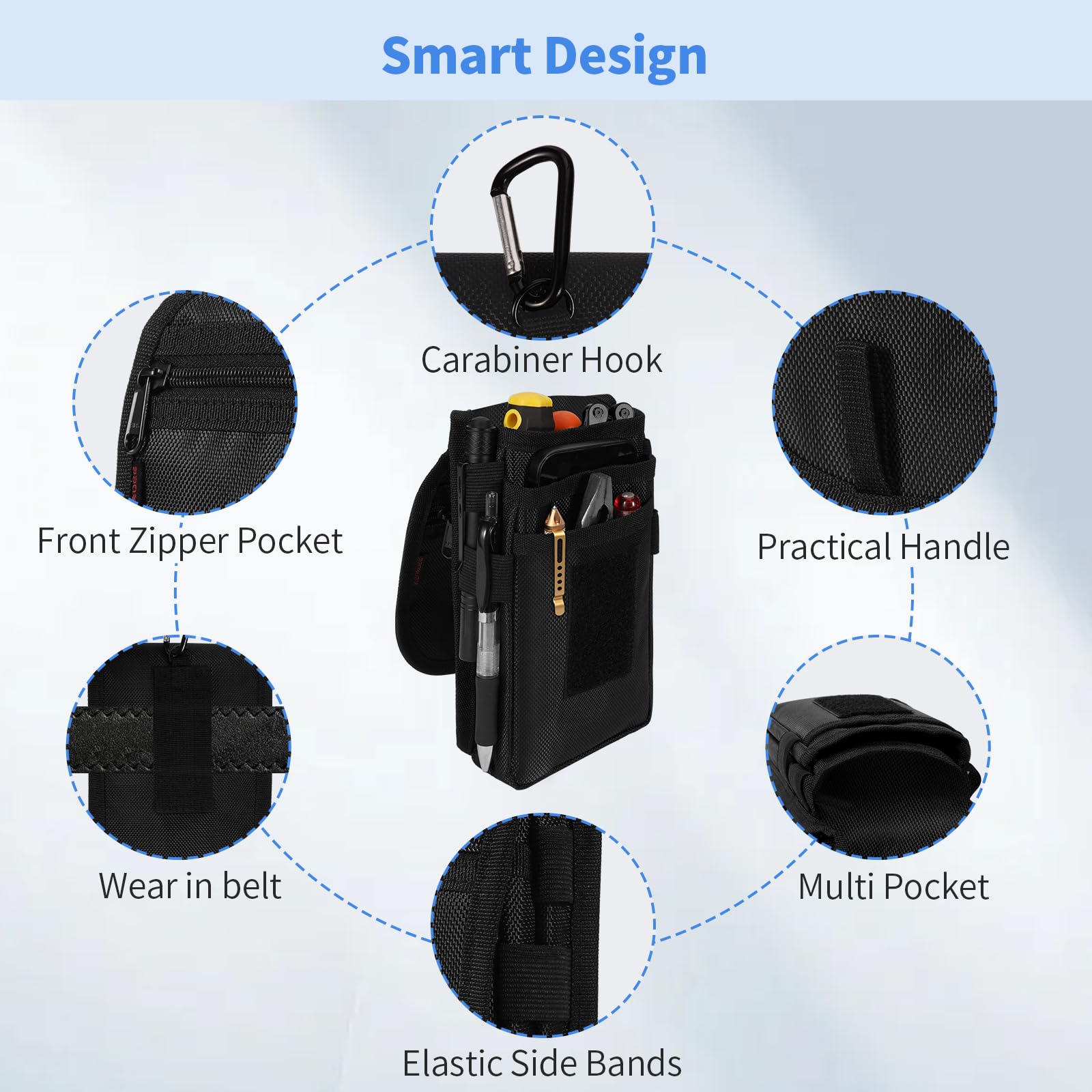 Bolsa de herramientas para cinturón, organizador multiherramienta, funda de nailon táctico, accesorio de bolsillo, bolsa de utilidad para herramientas de mantenimiento profesional para equipos