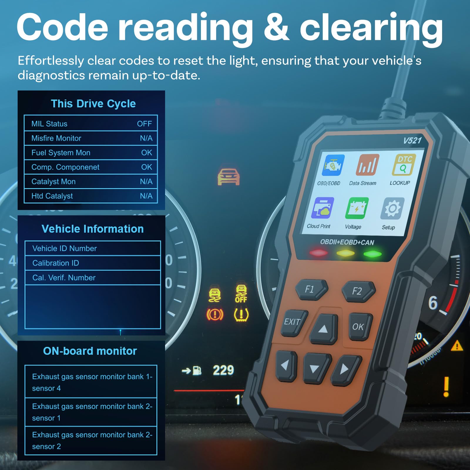 Urządzenie Diagnostyczne OBD2 [Upgraded] firmy MMOBIEL - Czytnik Kodów Silnika z Funkcją Reset, Gotowością I/M, Trybem 6/8 - Narzędzie diagnostyczne OBDII/EOBD dla Pojazdów Zgodnych z Protokołem OBD2