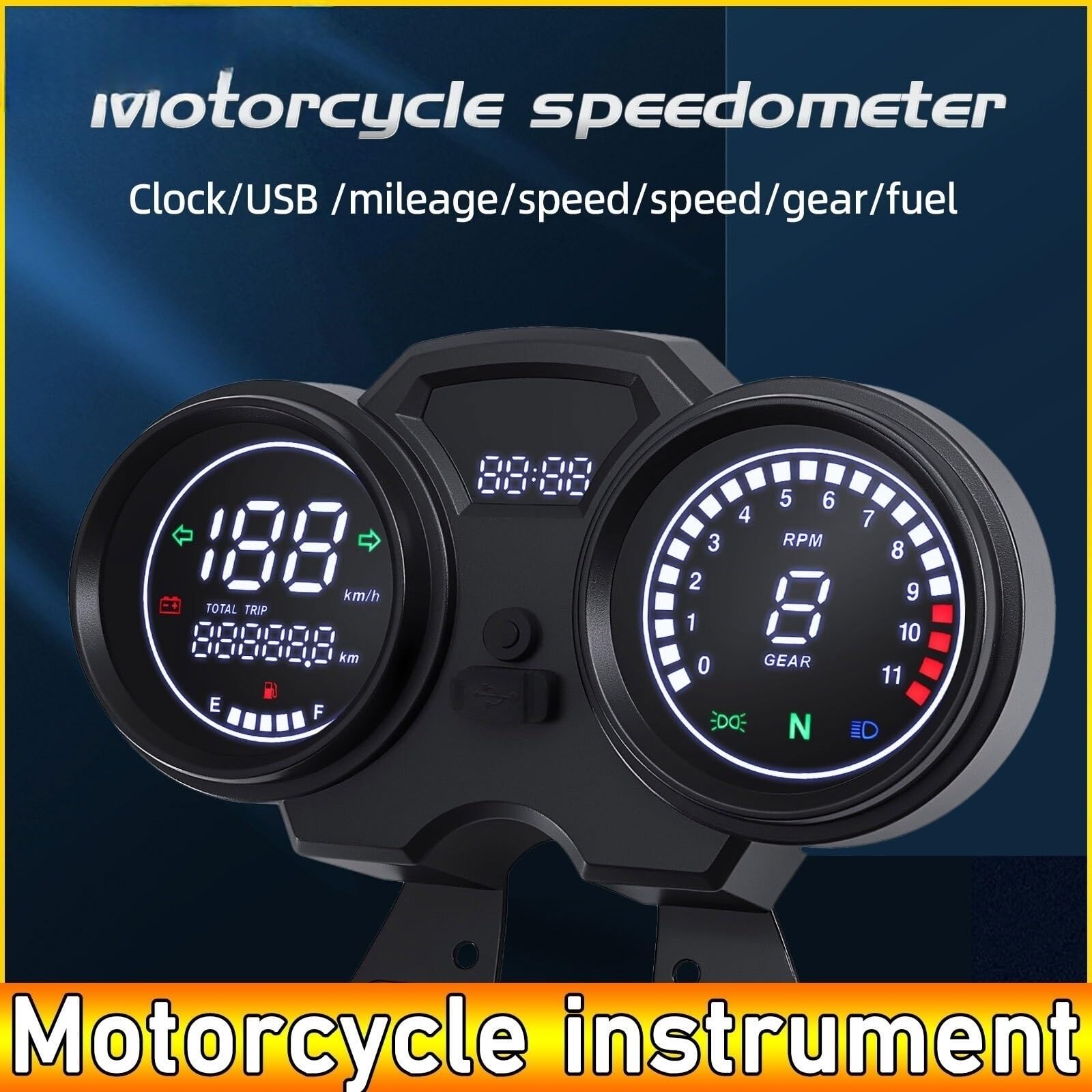 odómetro Tablero Digital Universal para motocicleta, odómetro LCD, velocímetro, instrumento, tablero, contador de horas, tacómetro con engranaje