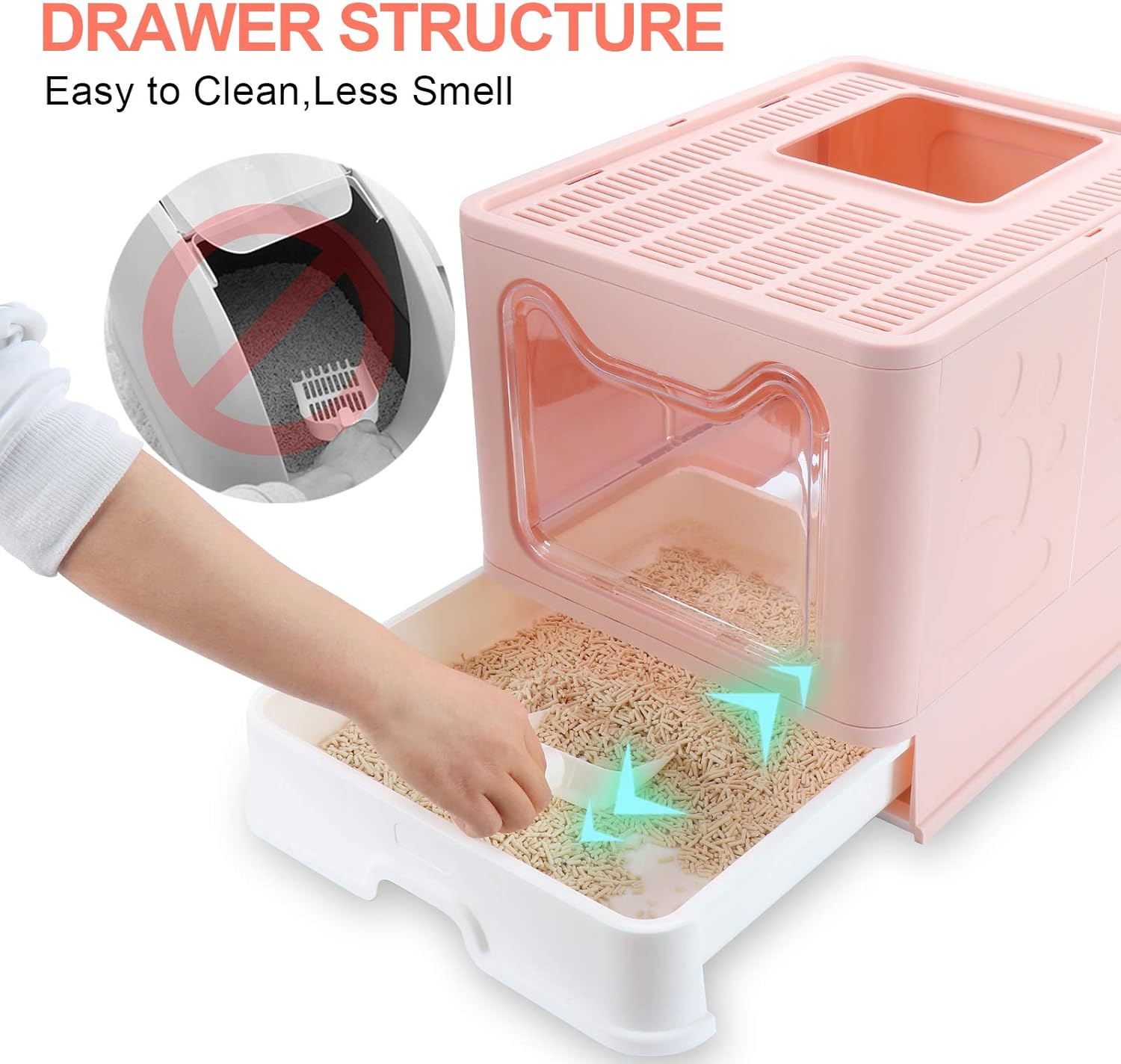 Buy Dymoll Enclosed Litter Box Large, Foldable Top Entrance Cat Litter