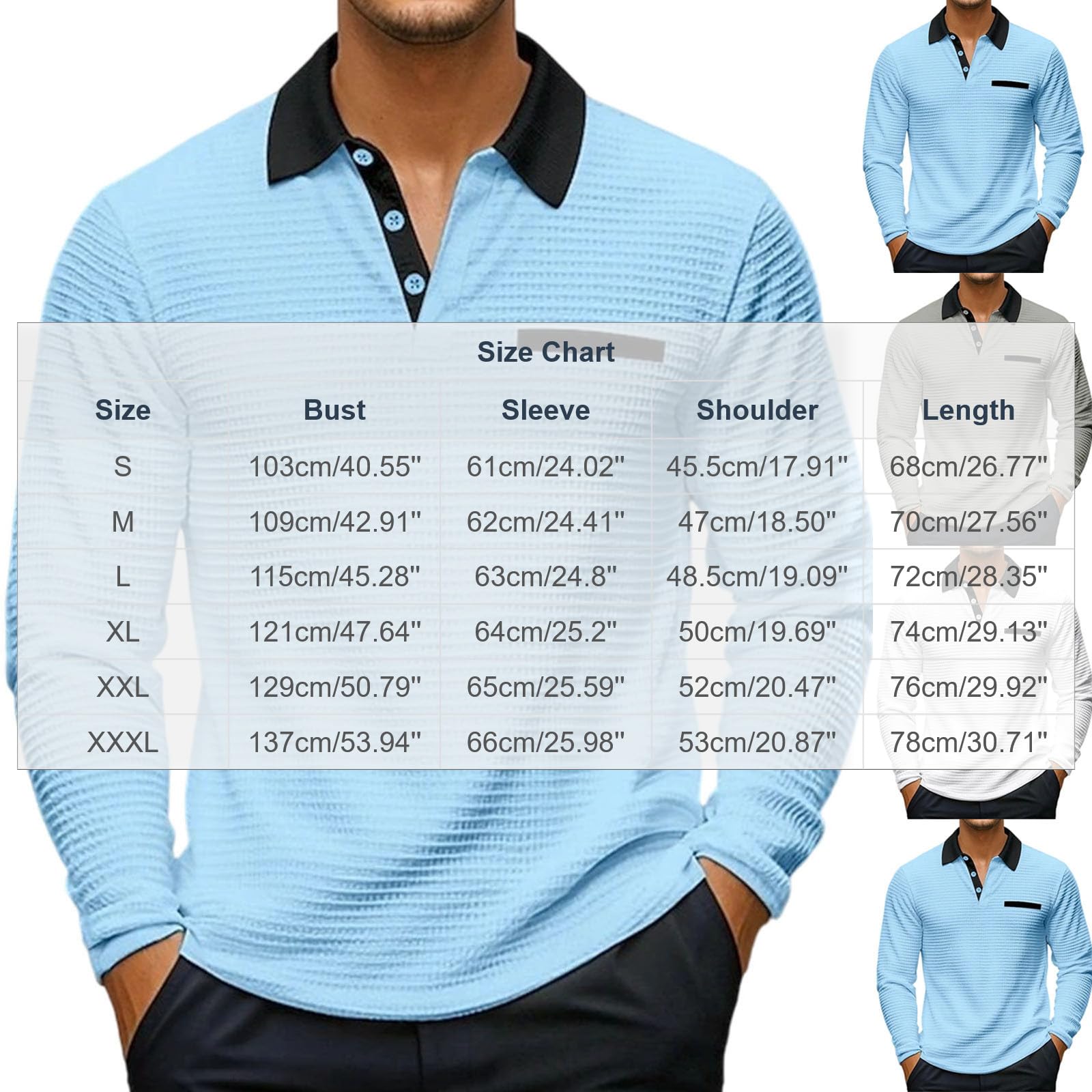 Polo Homme Manche Longue Habit Décontracté Polo Manche Longue Homme Classique Haut Mode Tee Shirt Extérieure Vêtements Travail Vetement Outdoor Habit Confortable Haut Doux Vêtements Basique Vetement
