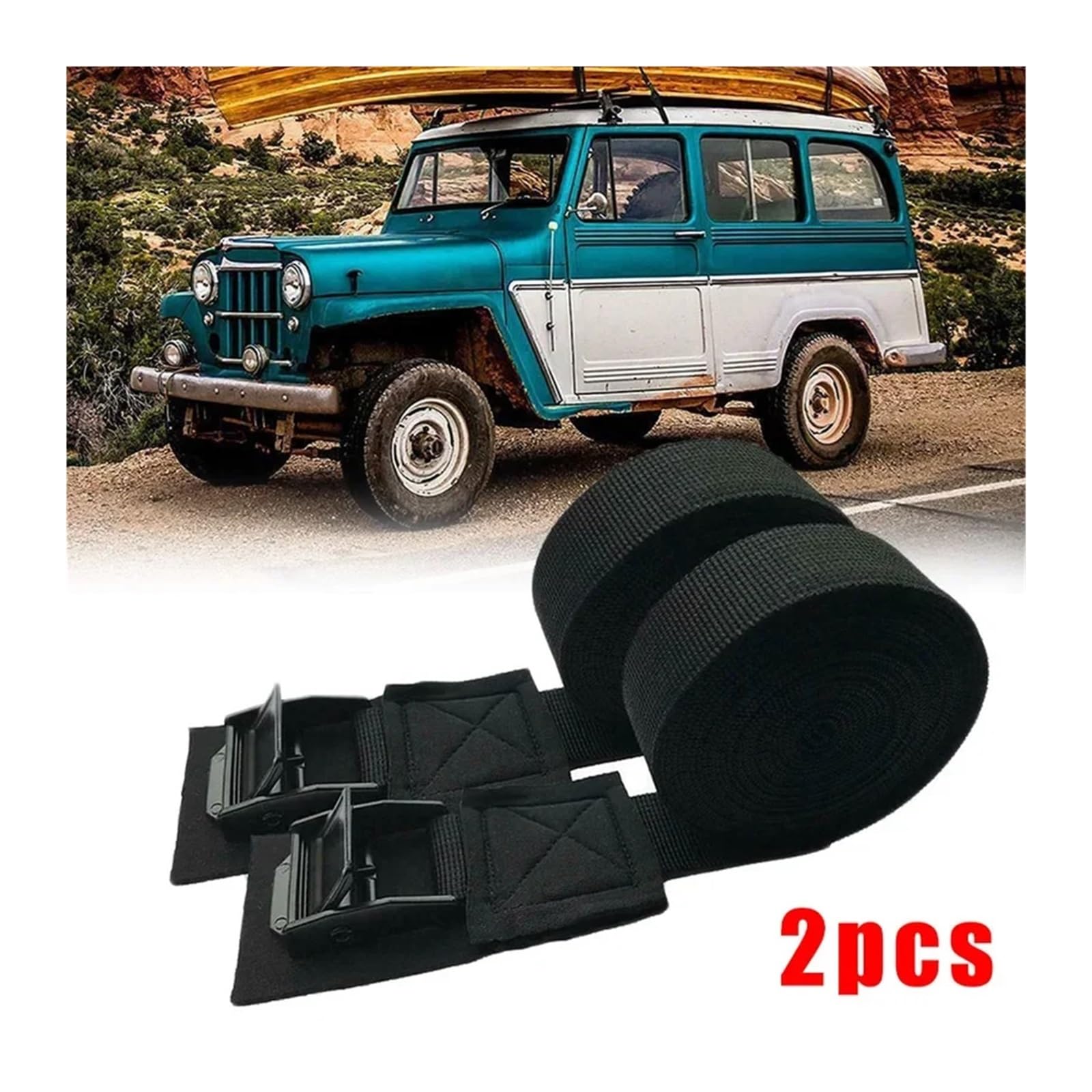 Pas z zapadką， 2 szt. 250 kg pas mocujący bagażnik dachowy samochodu - wytrzymały poliester, szybkozłączka, bagażowy do samochodów dostawczych, ciężarówek, przyczep, ładunków