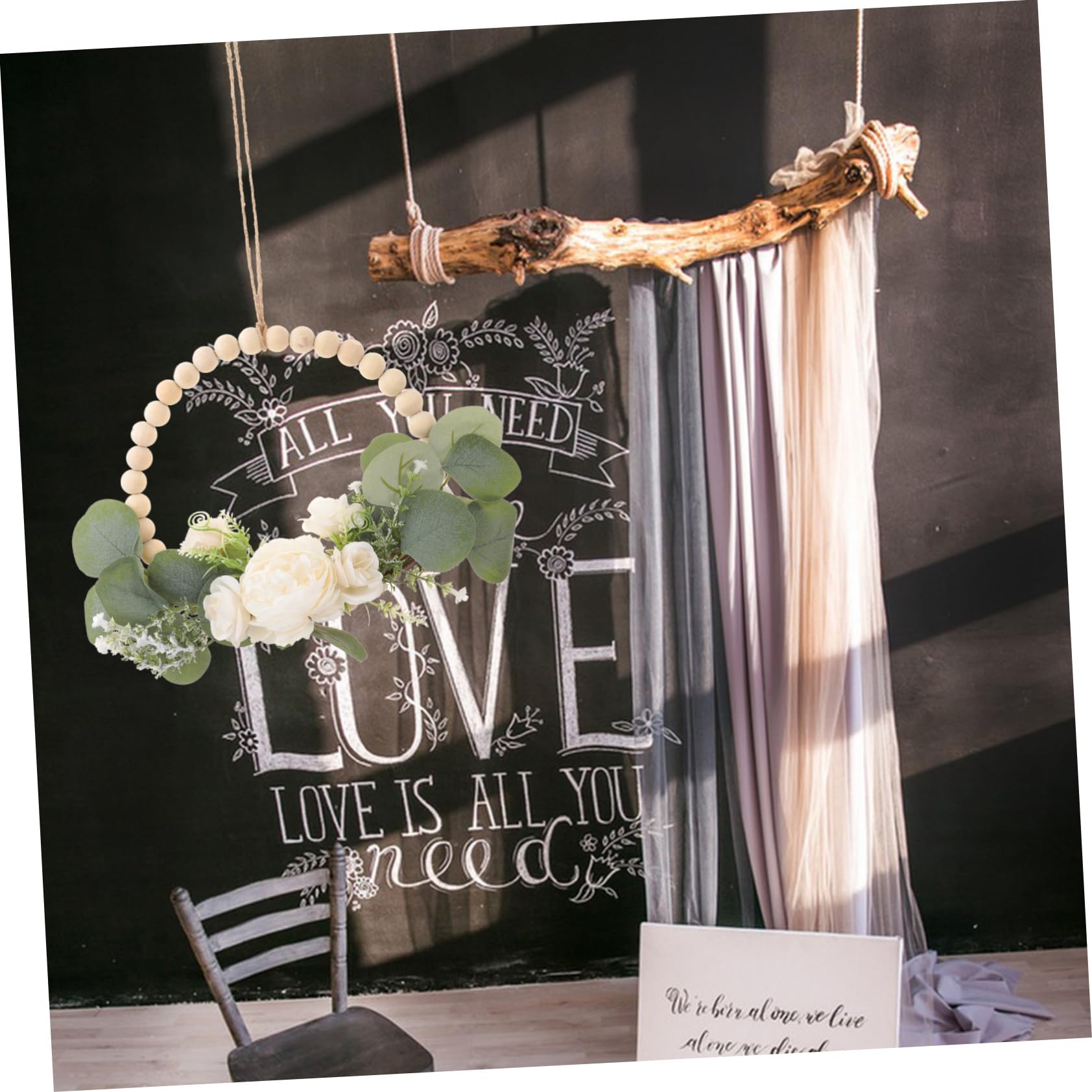 3stücke Holzperlen Girlande Mit Kunstblumen Romantische Wanddeko Für Hochzeit Festlichkeiten Und Zuhause Nordic Stil Für Liebevolle Atmosphäre Und Kreative Dekoration