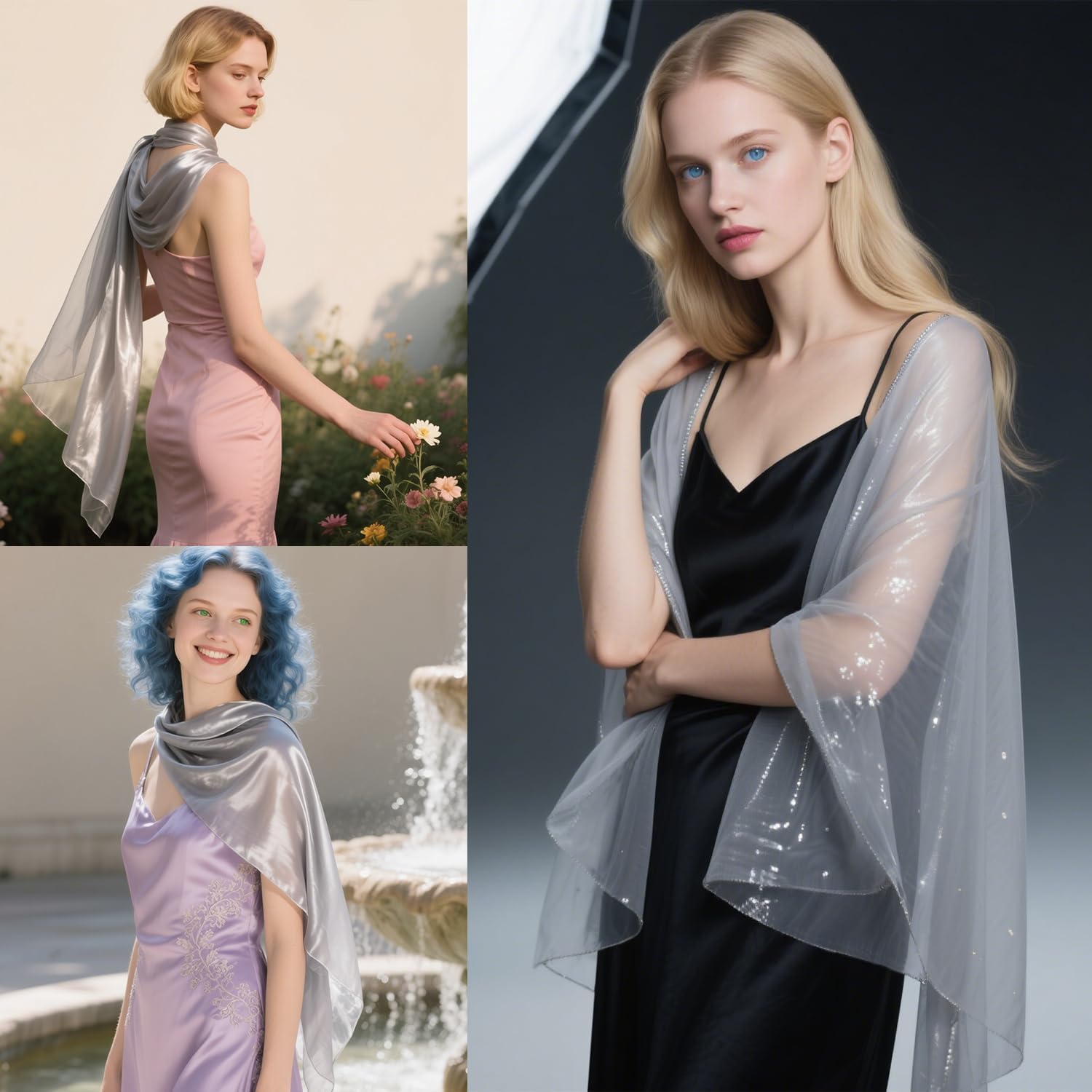 Jolbndcv Women's Scarfs Shawl and Wraps for Evening Dresse Soft Chiffon Lightweight Silky Wedding Shawl Wraps Bridal Scarve - Image 6