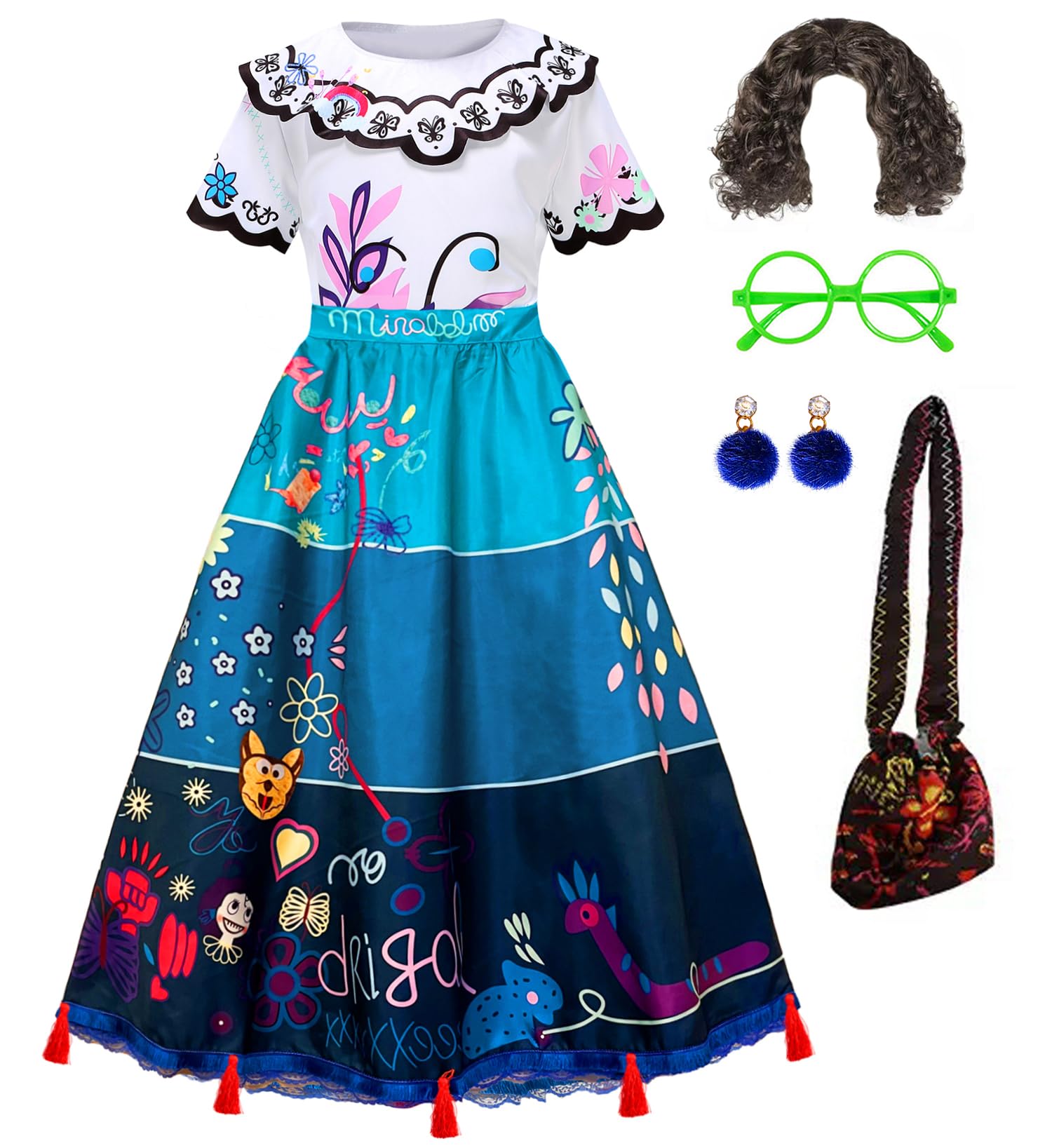 Women Magic Dress Adult Cosplay Party Costume Outfit Full Set with Wig