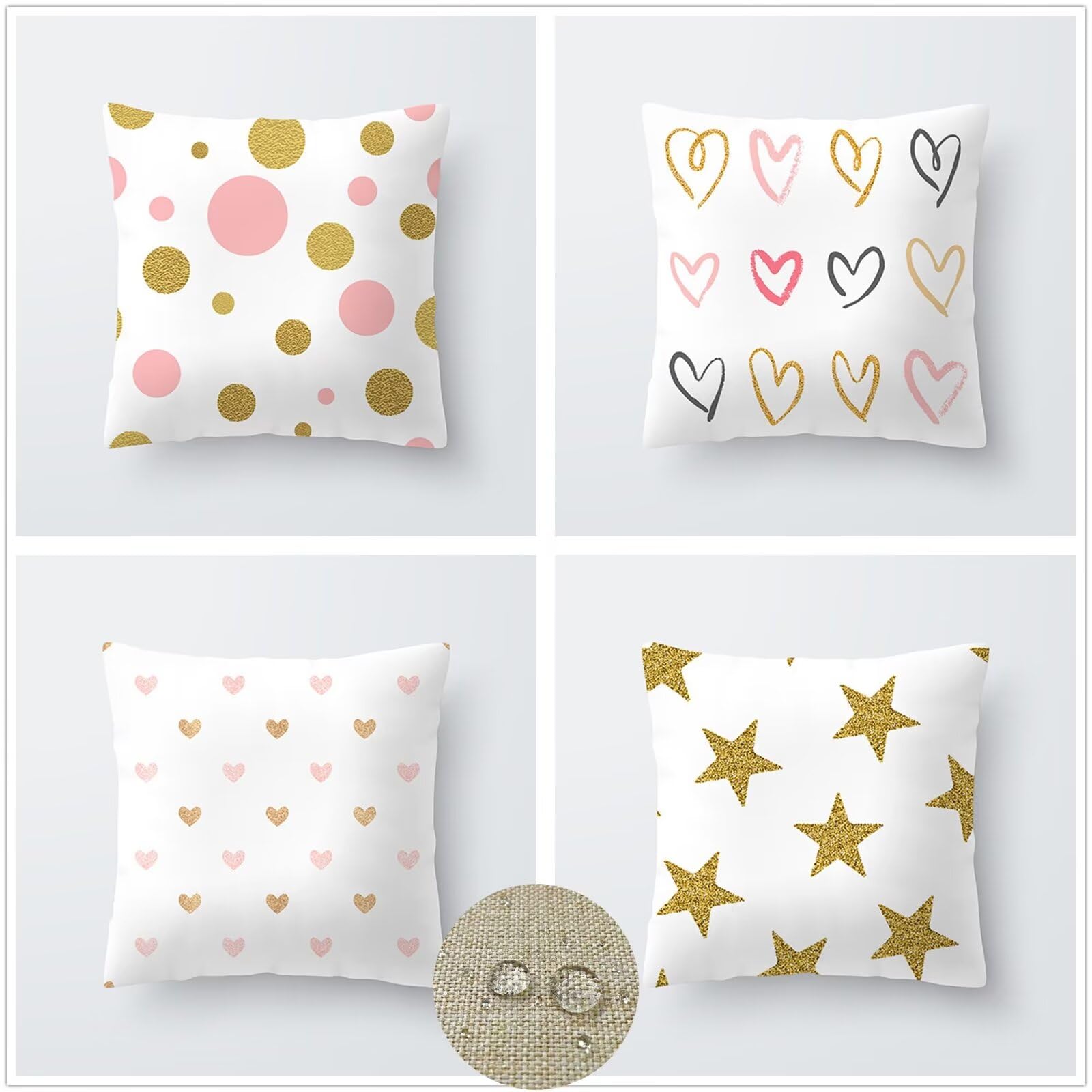 Federe Cuscini Divano 55x55cm Set di 4 Cuscini per Divano in Lino Cuscini da Esterno,Quadrato Doppio Lato Estate Impermeabili Stella Cuscini Decorativi,per Divano Soggiorno Sedia Letto Giallo OW-9115