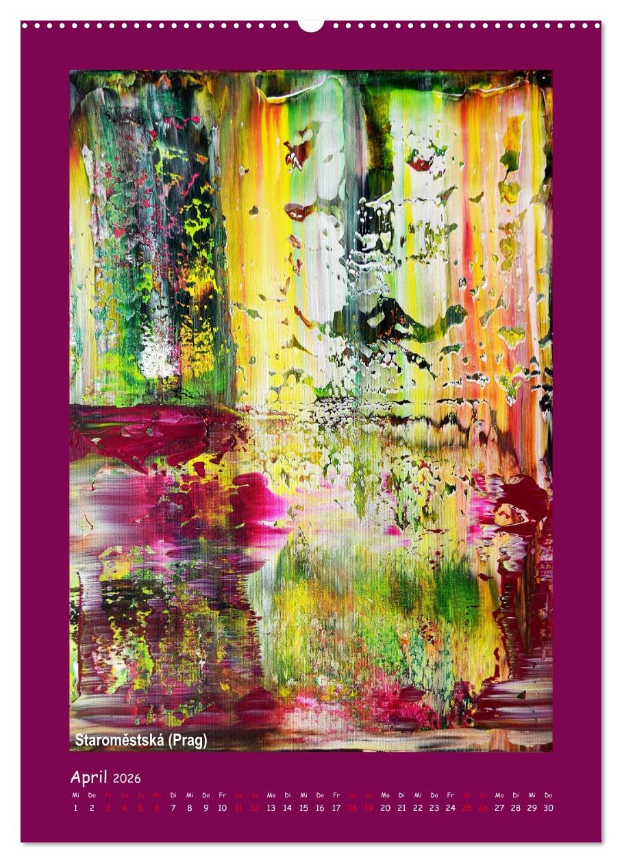 Eine bunte Reise mit abstrakten Städten (hochwertiger Premium Wandkalender 2026 DIN A2 hoch), Kunstdruck in Hochglanz: Die abstrakte Kunst von Gaya ... fühlen, um wieder zu lieben (CALVENDO Orte)