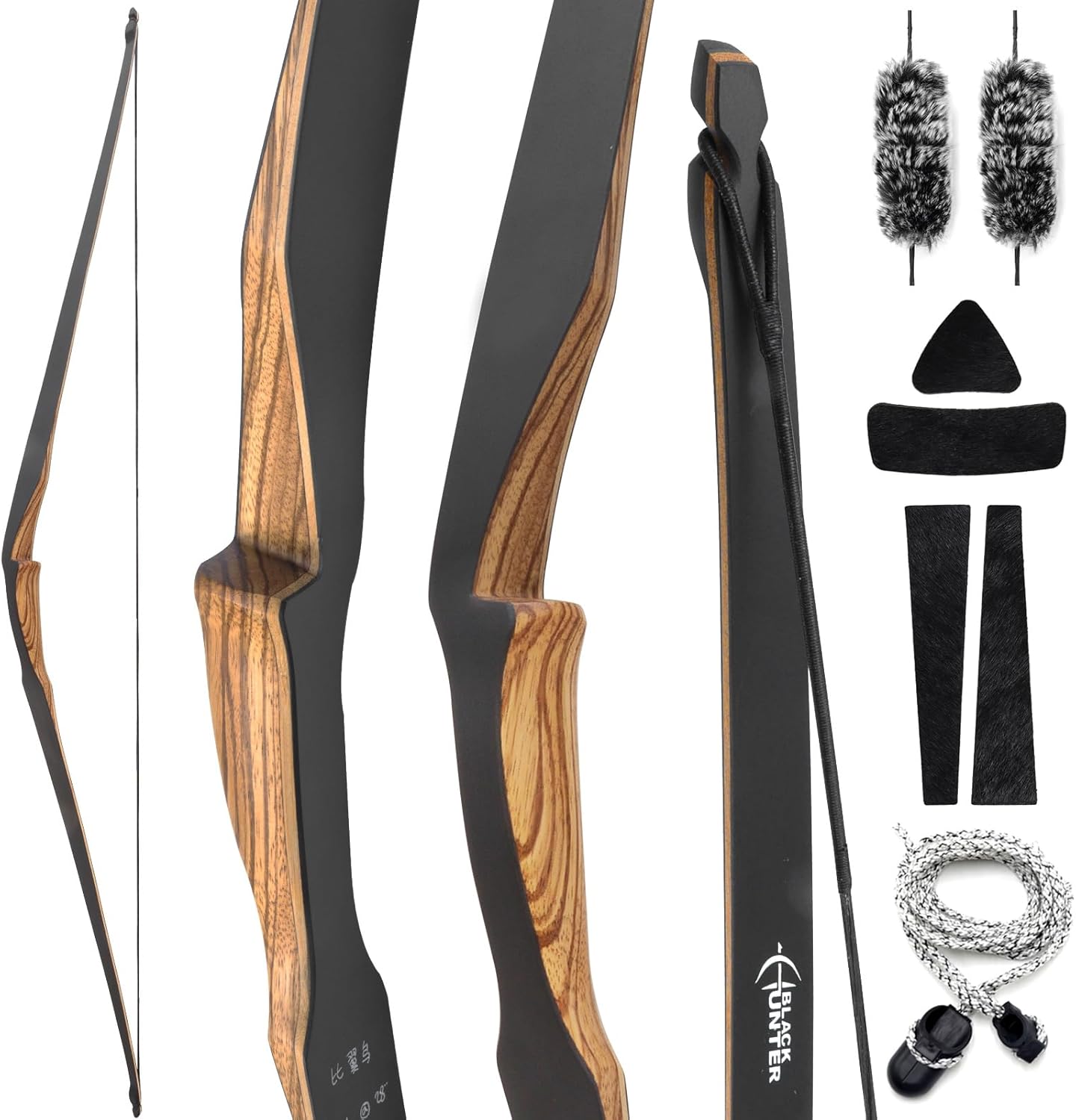 58 Inch Black Hunter Longbow 2040lbs Horse Bow Right Hand