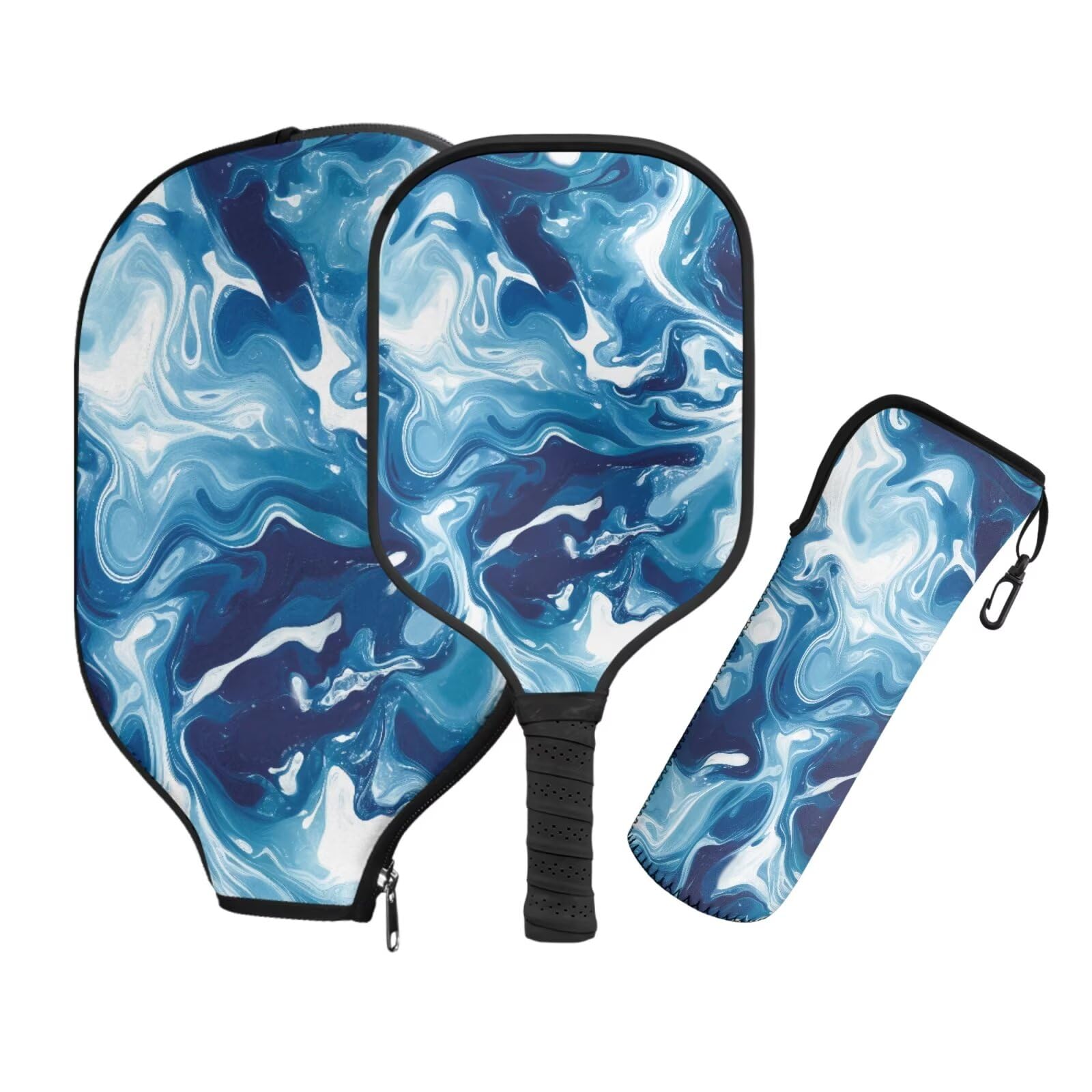 TSOVTHRID 3PCS Blue Tie Dye Pickleball Paddles Set Pickleball Paddle Sleeve Lightweight Fiberglass Rackets with Cushion Comfort Grip Pickleball Bag Ideal for Beginners Gifts