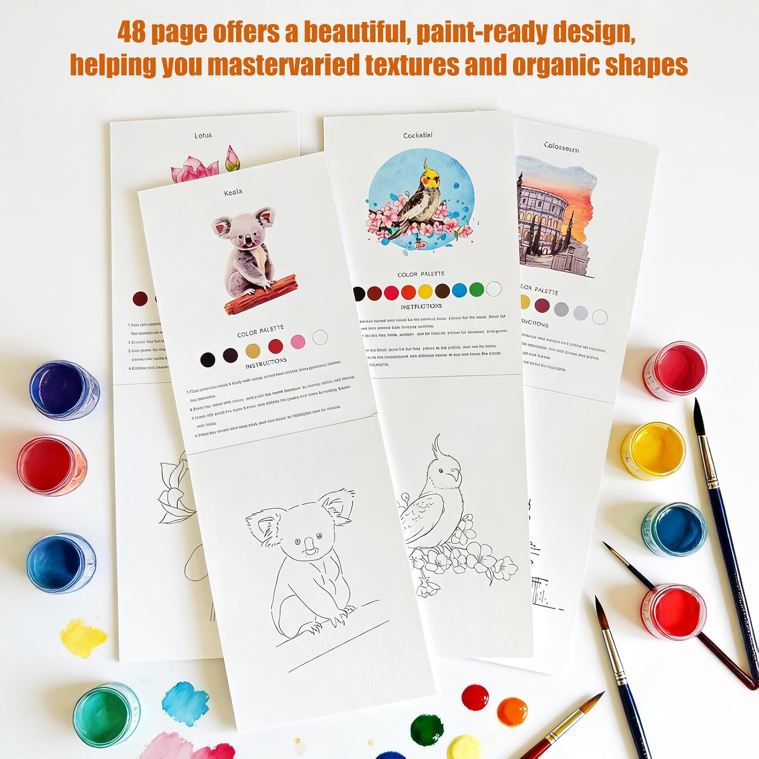 Watercolor Workbook, 100% Cotton Watercolor Paper Pad Set – 4 Pack (52 Sheets), 5.4" x 7.4" Cold Press 140lb / 300gsm Glue Bound Art Paper for Adults, Beginners & Daily Practice