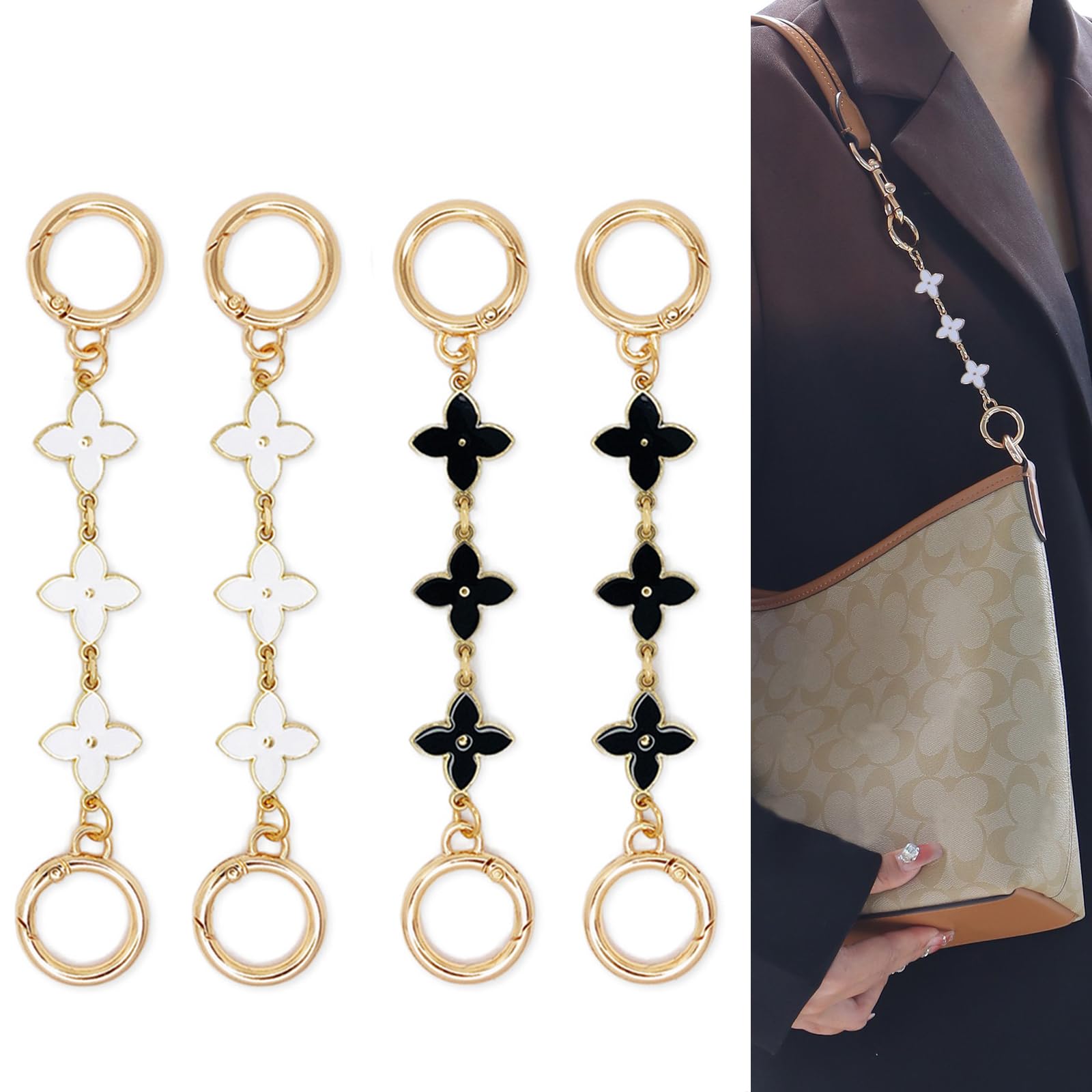 Lxoraziy 4Pcs Small Bag Extender Chains Alloy Purse Chain Strap, 15cm Purse Bag Strap Extender Handbags Chain Replacement Extender Chain for Women Handbag Crossbody Shoulder Bag