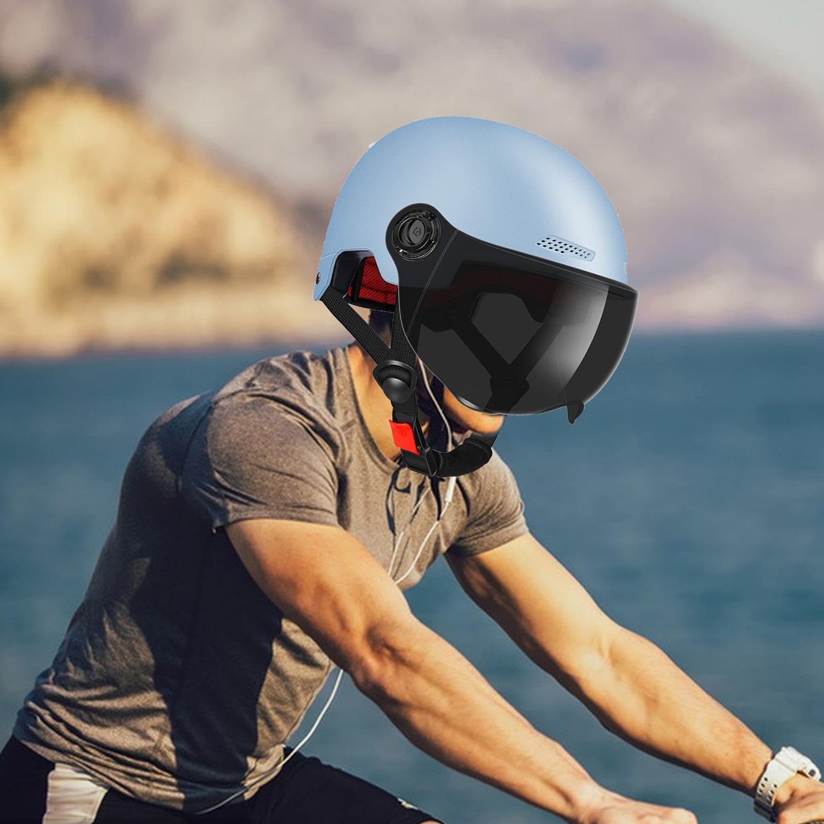 Casque Hiver Avec Visière Pour Scooter Et Vélo – Ajustable, Anti-chocs, Doublure Amovible, Taille 55-60 Cm