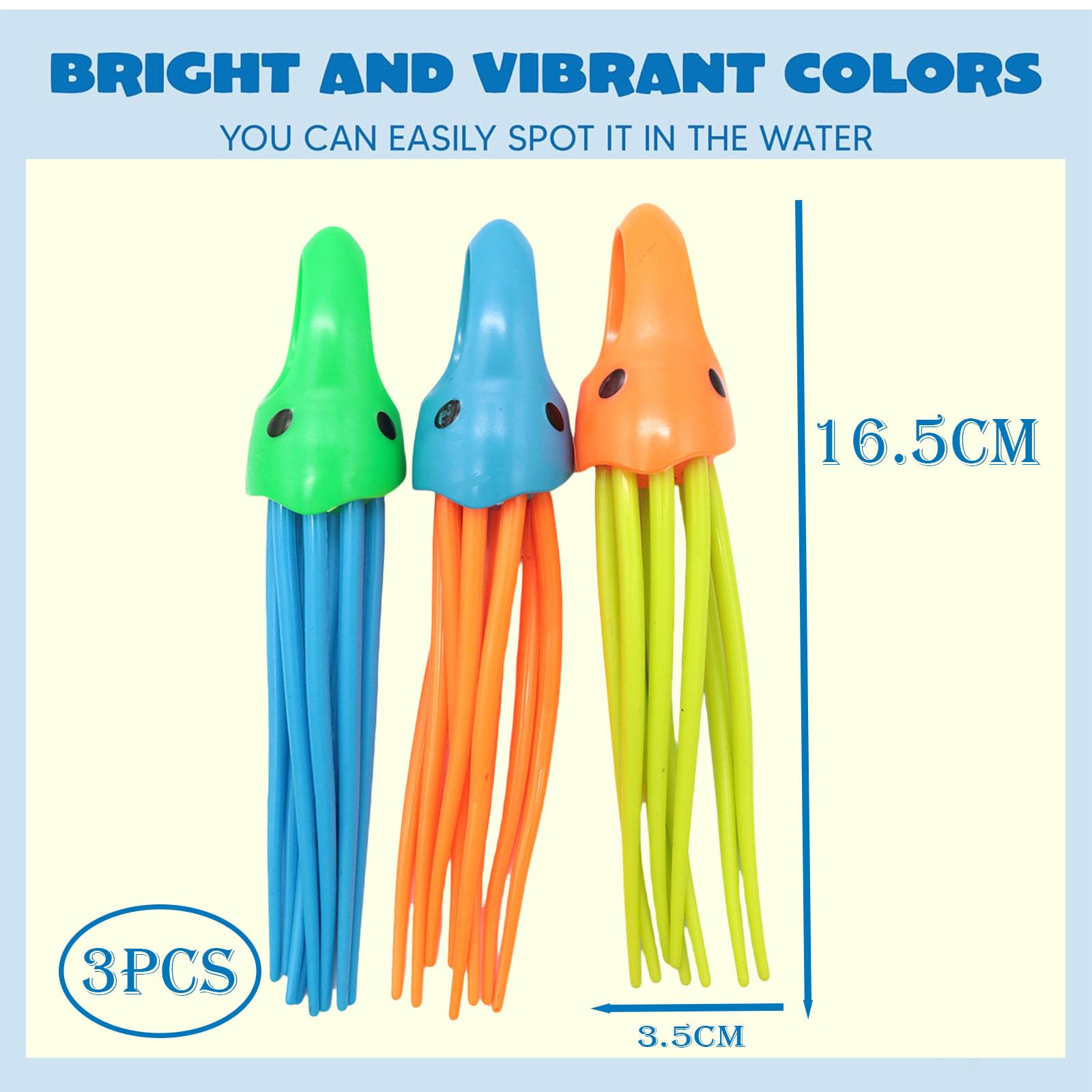 COSORO 3Pcs Diving Squid Toys Swimming Pool Sinking Toy Swimming Sinkers for Kids,Underwater Diving Toys,Fun Squid Dive Bath Water Underwater Pool Training Swim Toy for Girls Boys Gifts - Image 2