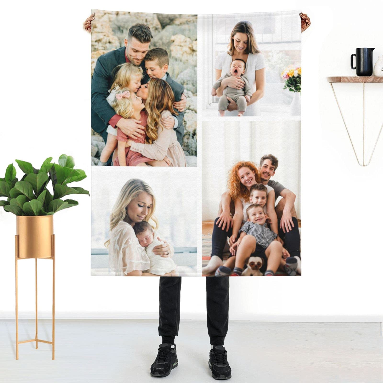 Naispanda Personalised Blanket Custom Blanket with Photos Text, Custom Christmas Blanket with Photo Collages, Personalized Photo Gifts for Christmas Xmas New Year Birthday Wedding Anniversary
