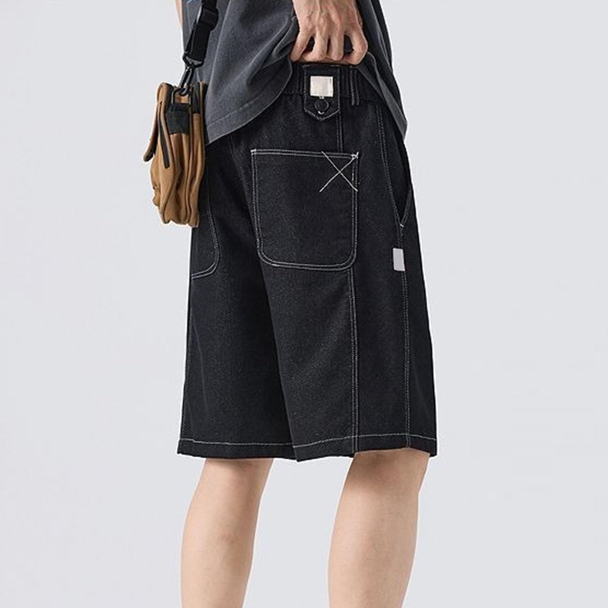 Daily Street Jorts - Pantalones cortos rectos de tiro medio para hombre